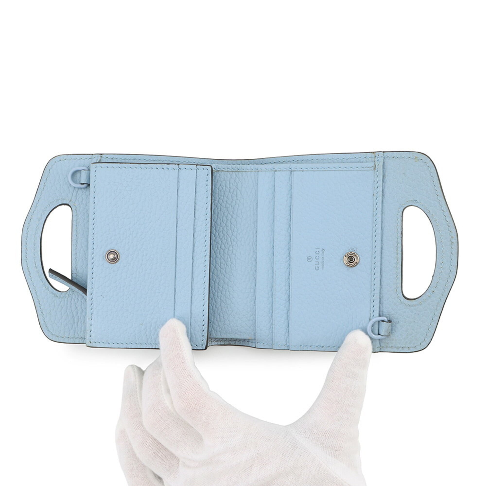 Gucci Light Blue Leather Chain/Shoulder Wallet (Pre-Owned)