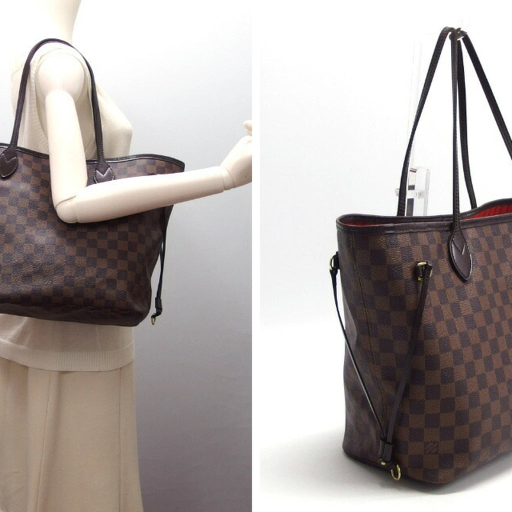 Louis Vuitton Dark Brown Damier Canvas Leather Handbag Shoulder Bag Tote Bag