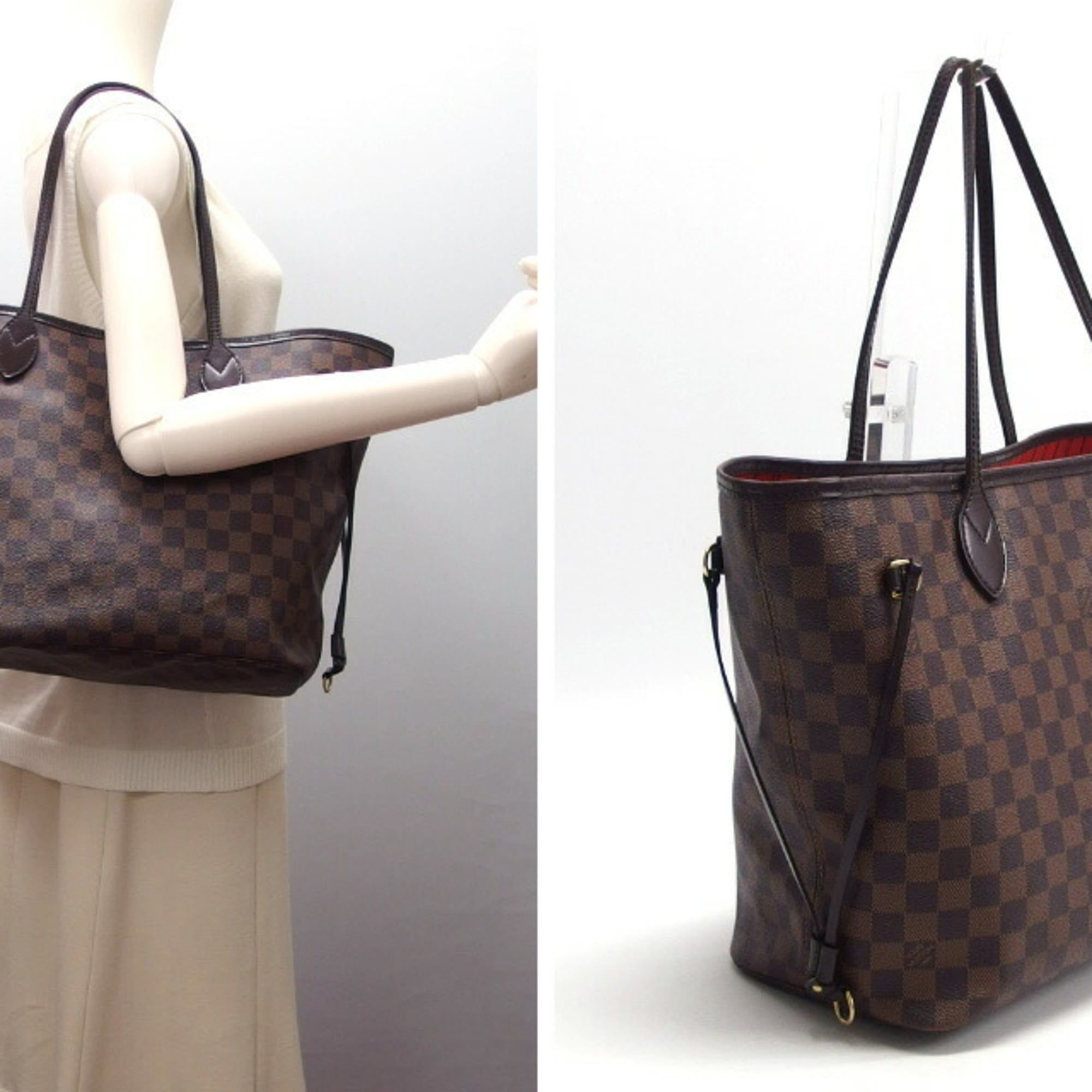Louis Vuitton Dark Brown Damier Canvas Leather Handbag Shoulder Bag Tote Bag
