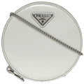 Prada White Leather Pochette Shoulder Bag