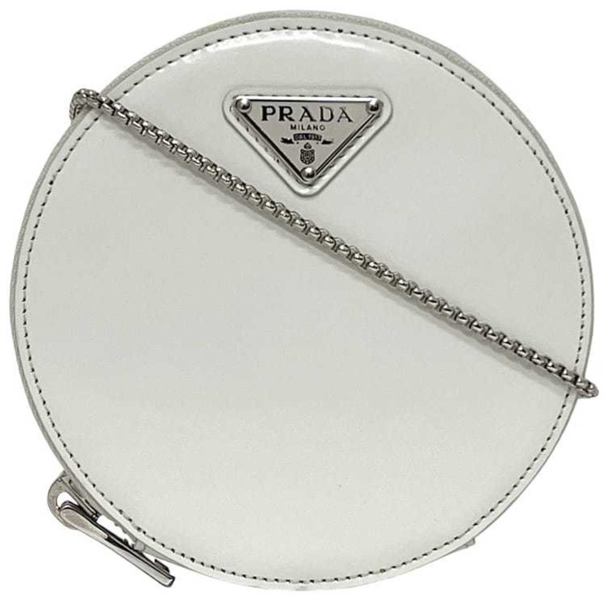 Prada White Leather Pochette Shoulder Bag