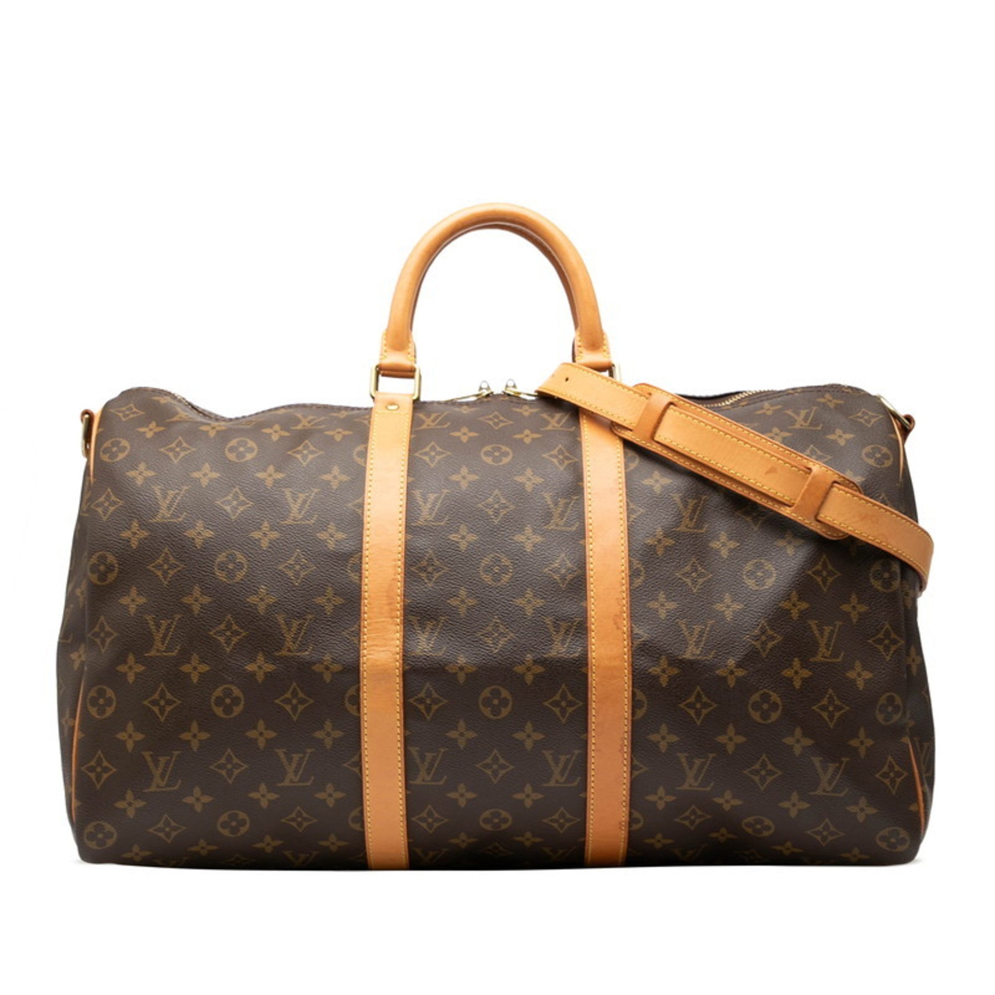 Louis Vuitton Brown Pvc Leather Boston Bag Shoulder Bag