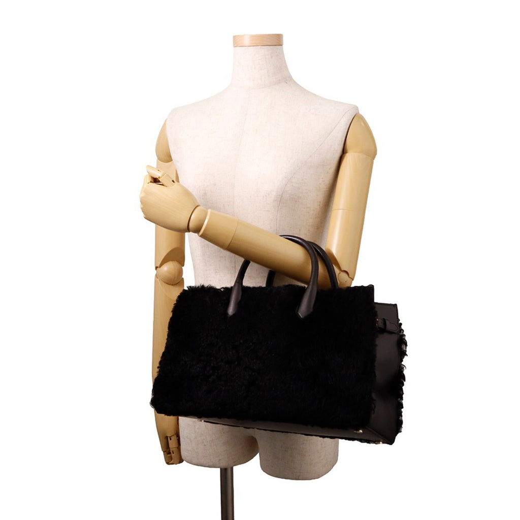 Balenciaga Black Fur Handbag Shoulder