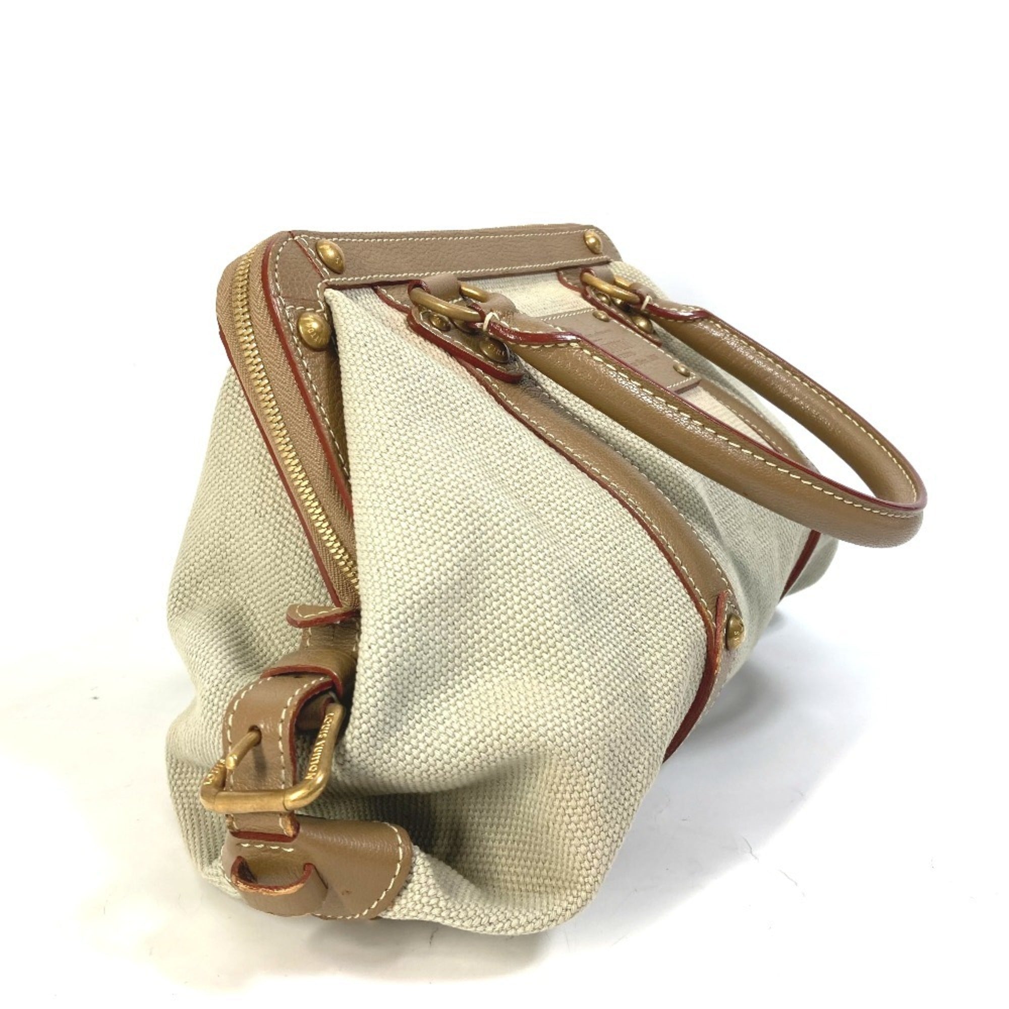 Louis Vuitton Beige Canvas Leather Handbag Shoulder Bag