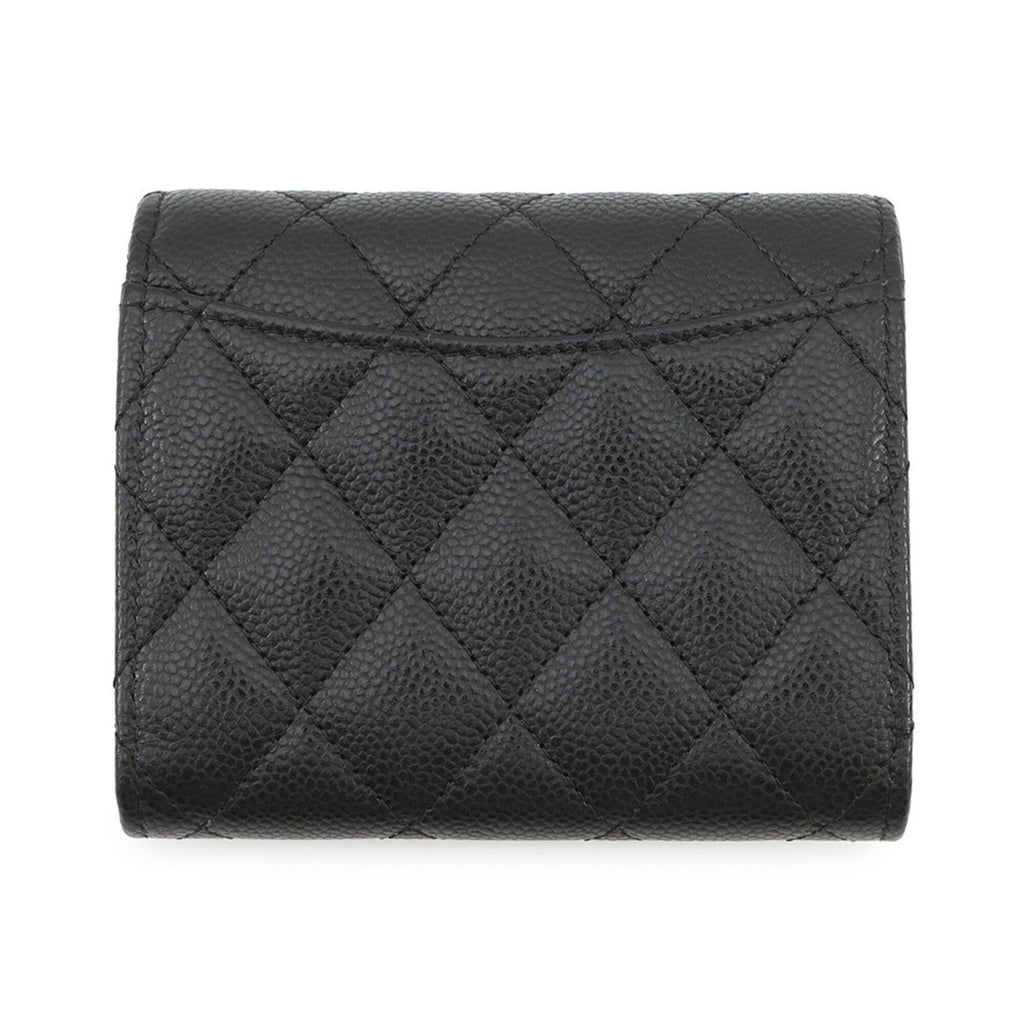 Chanel Black Grained Calfskin Wallet (Tri-Fold)