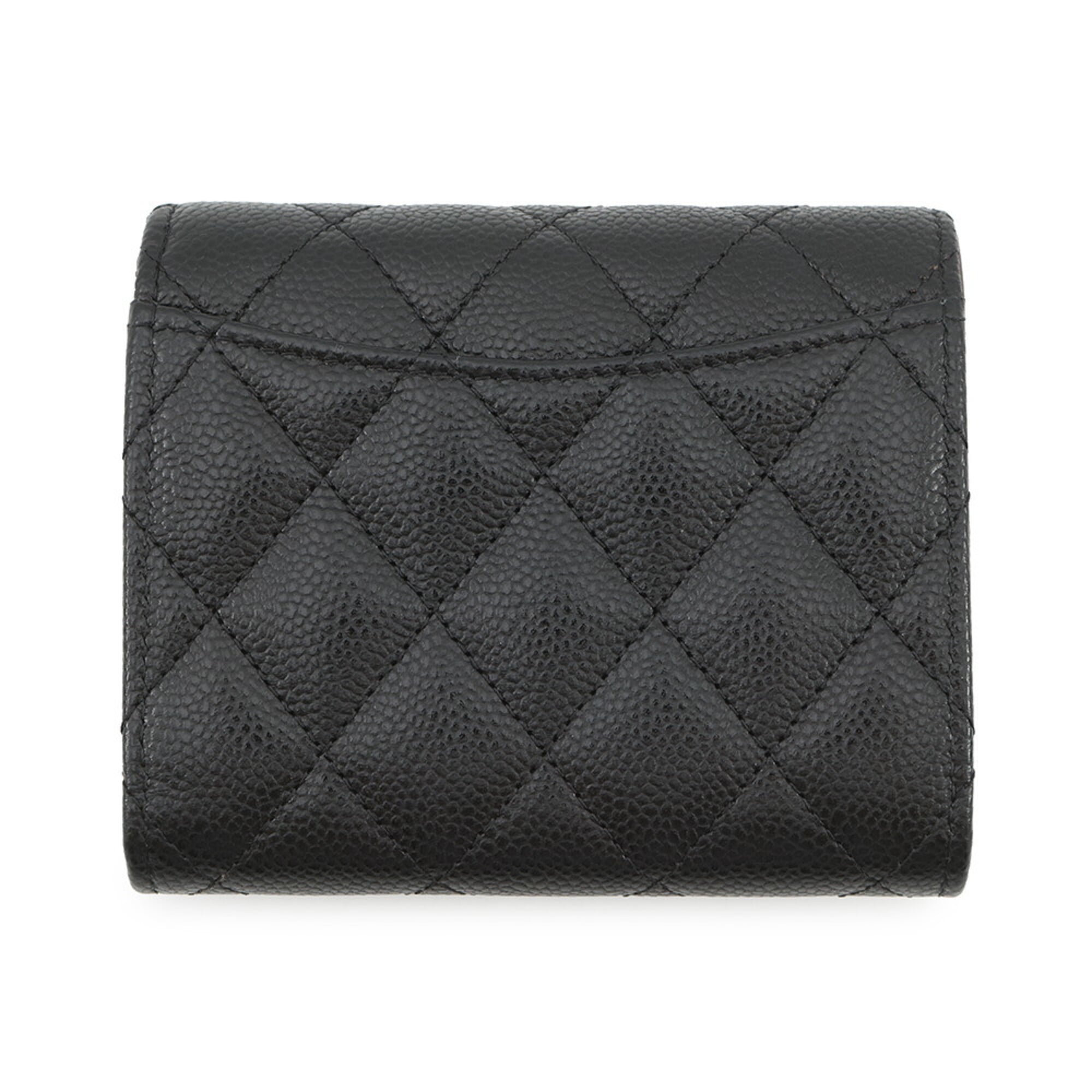 Chanel Black Grained Calfskin Wallet (Tri-Fold)