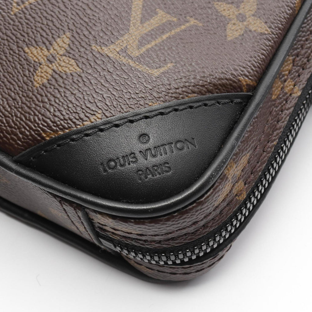 Louis Vuitton Black Brown Monogram Coated Canvas Leather Fanny Pack Sling Bag
