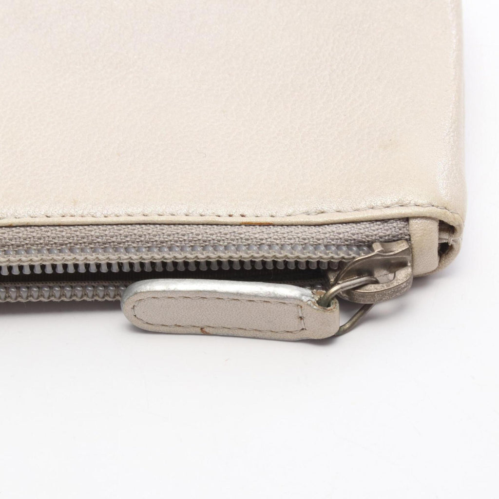 Chanel Silver Leather Coin Purse/Coin Case