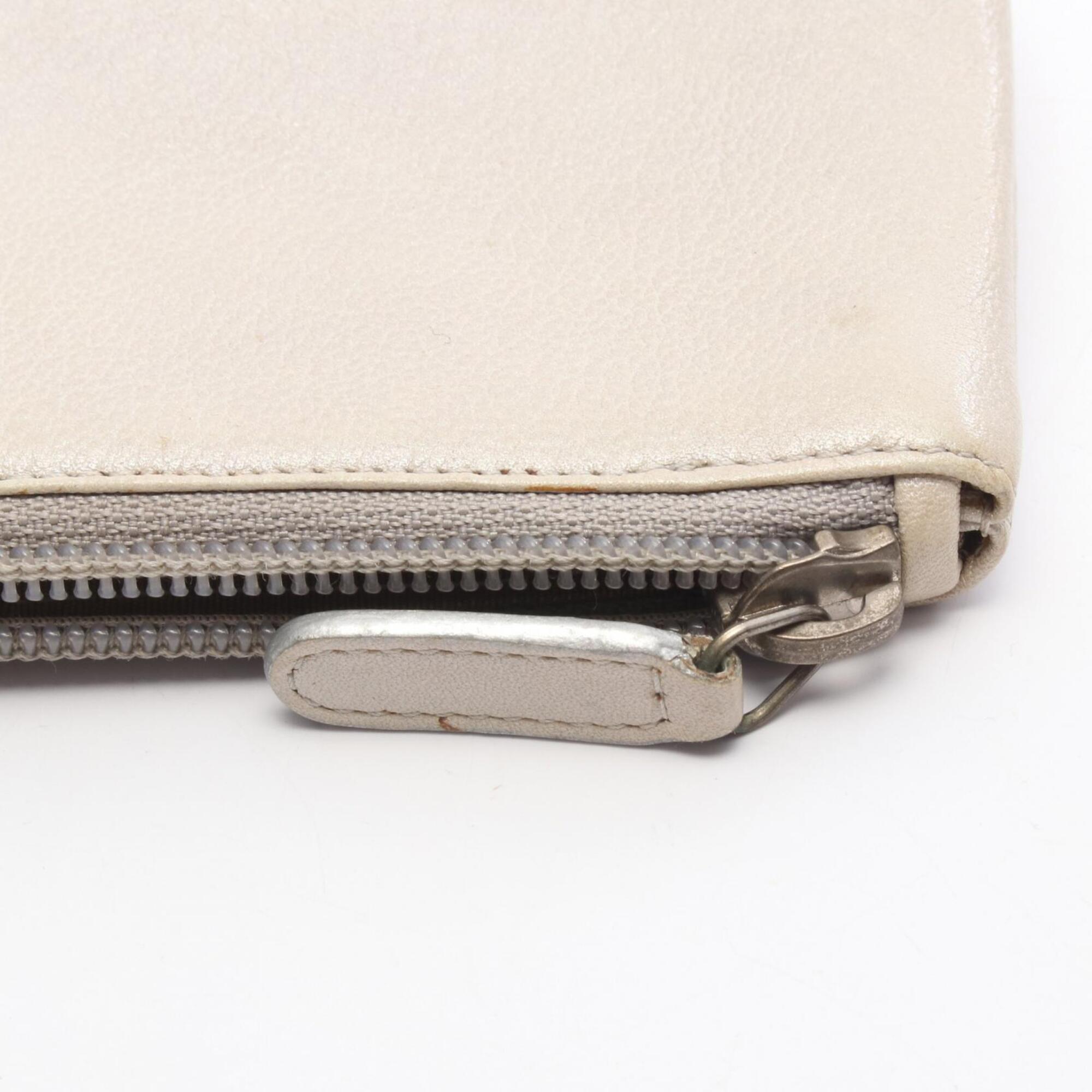Chanel Silver Leather Coin Purse/Coin Case