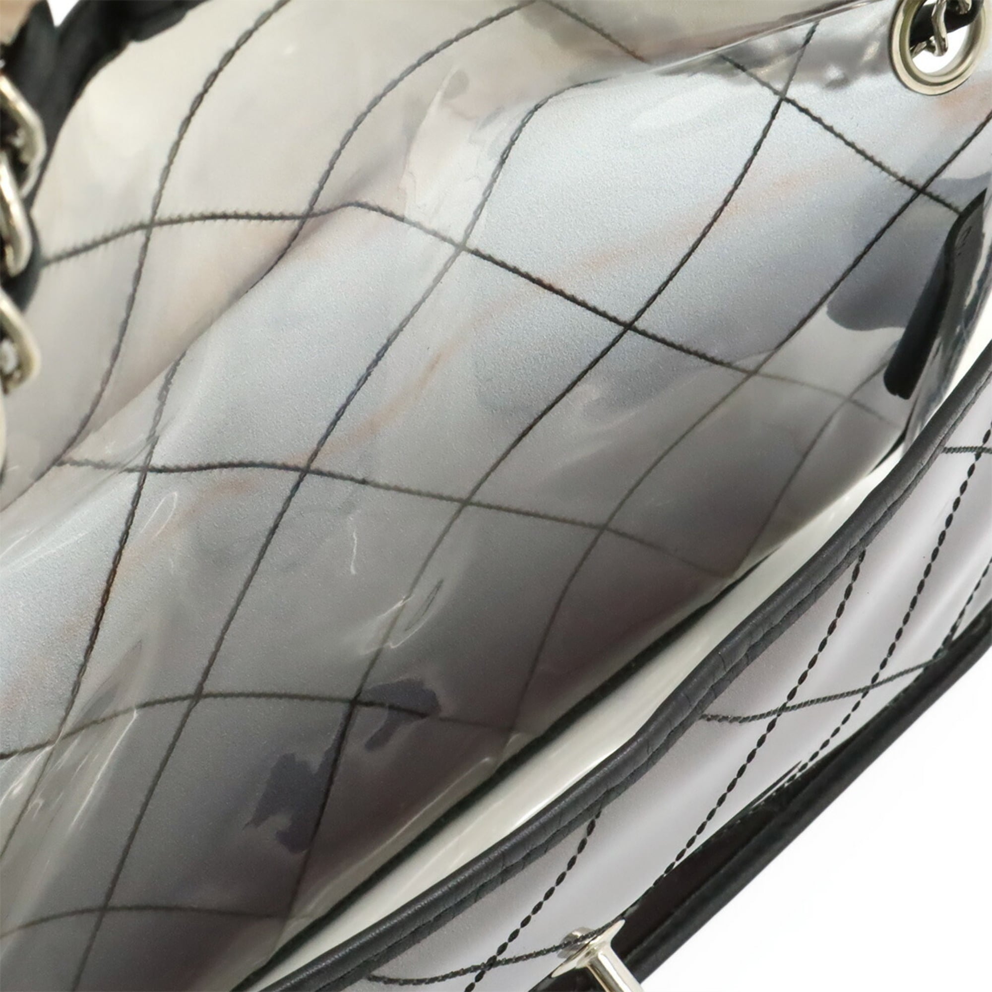 Chanel Matelasse Clear Black Vinyl Leather Handbag Shoulder Bag