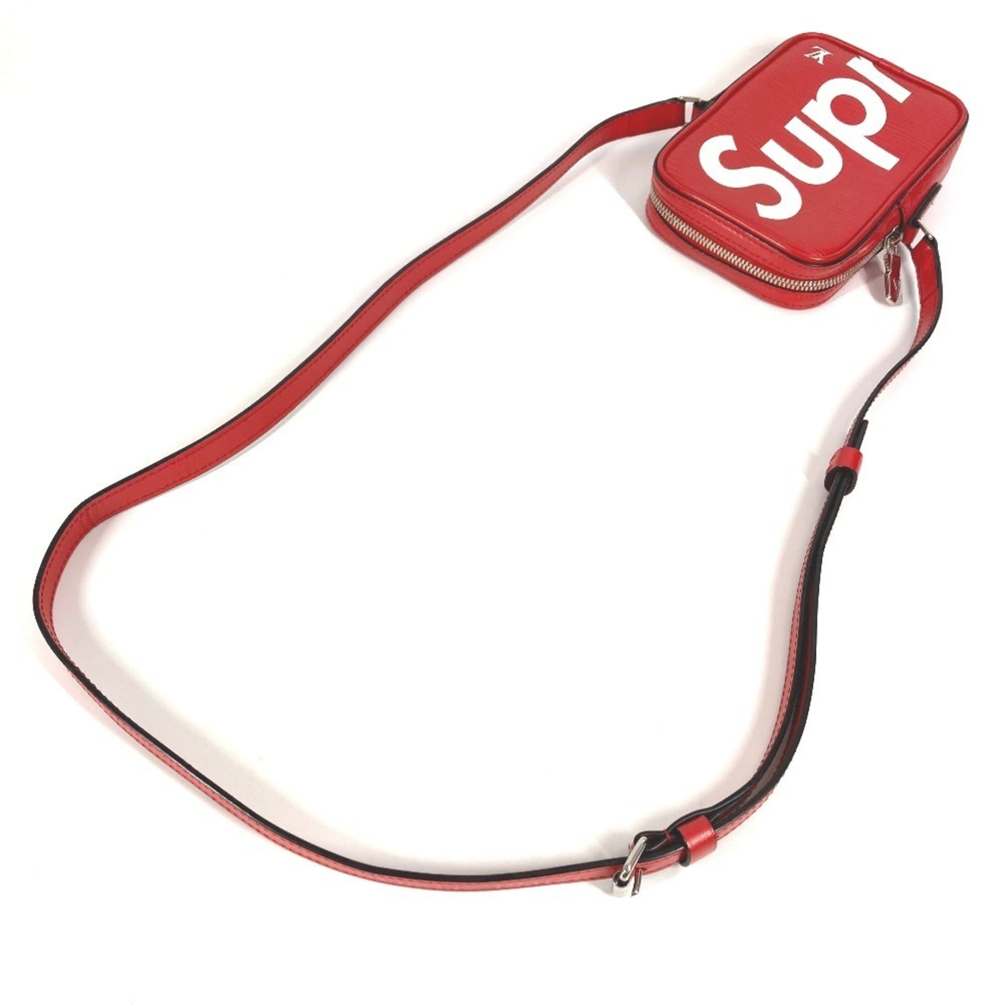 Louis Vuitton Red Color White Epi Leather Pochette Shoulder Bag