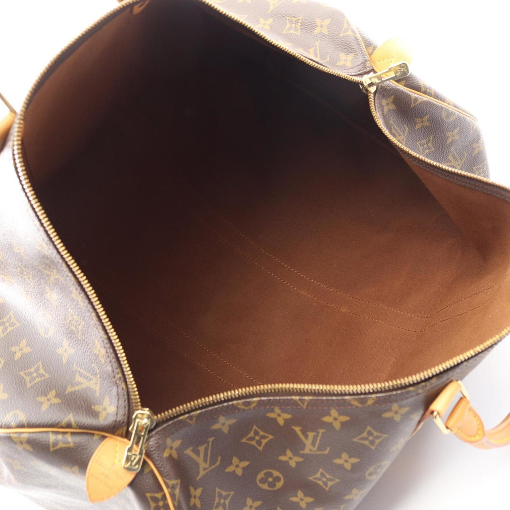 Louis Vuitton Brown Coated Canvas Leather Monogram Boston Bag