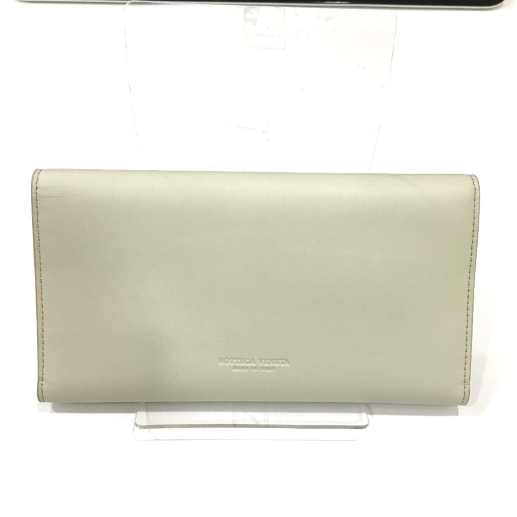 Bottega Veneta White Leather Long Wallet (Bi-Fold)