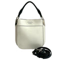 Prada Black White Leather Handbag Shoulder Bag Tote Bag