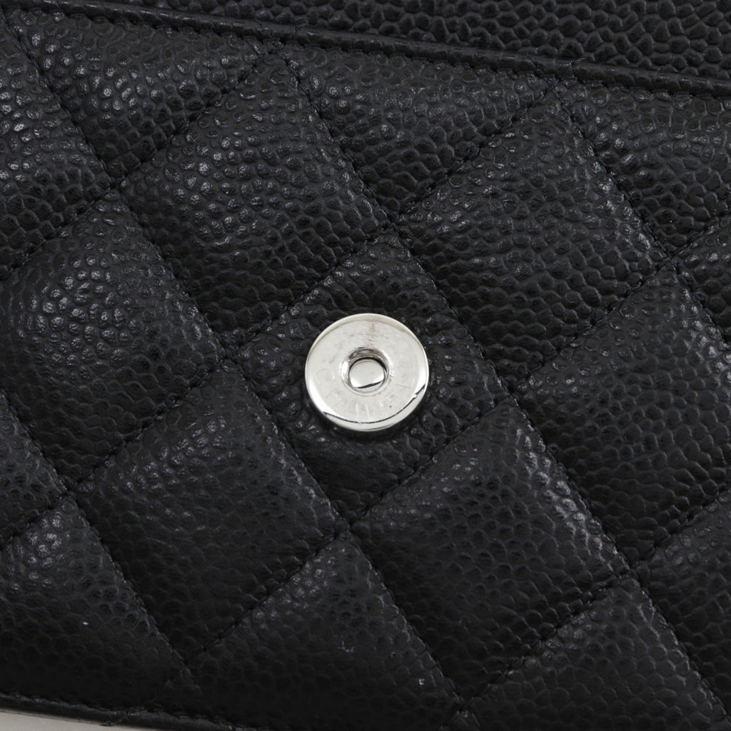 Chanel Black Grained Calfskin Chain/Shoulder Wallet