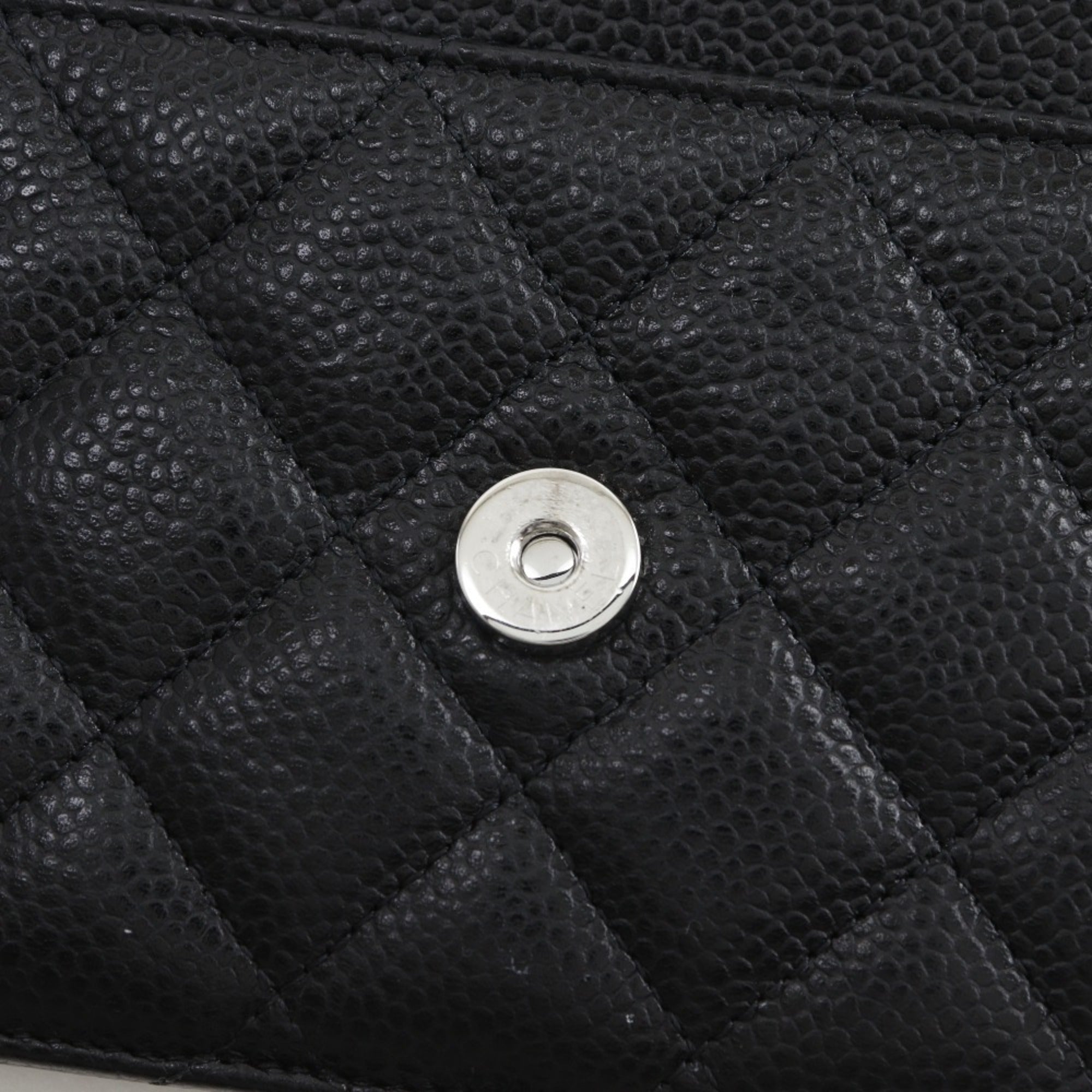 Chanel Black Grained Calfskin Chain/Shoulder Wallet