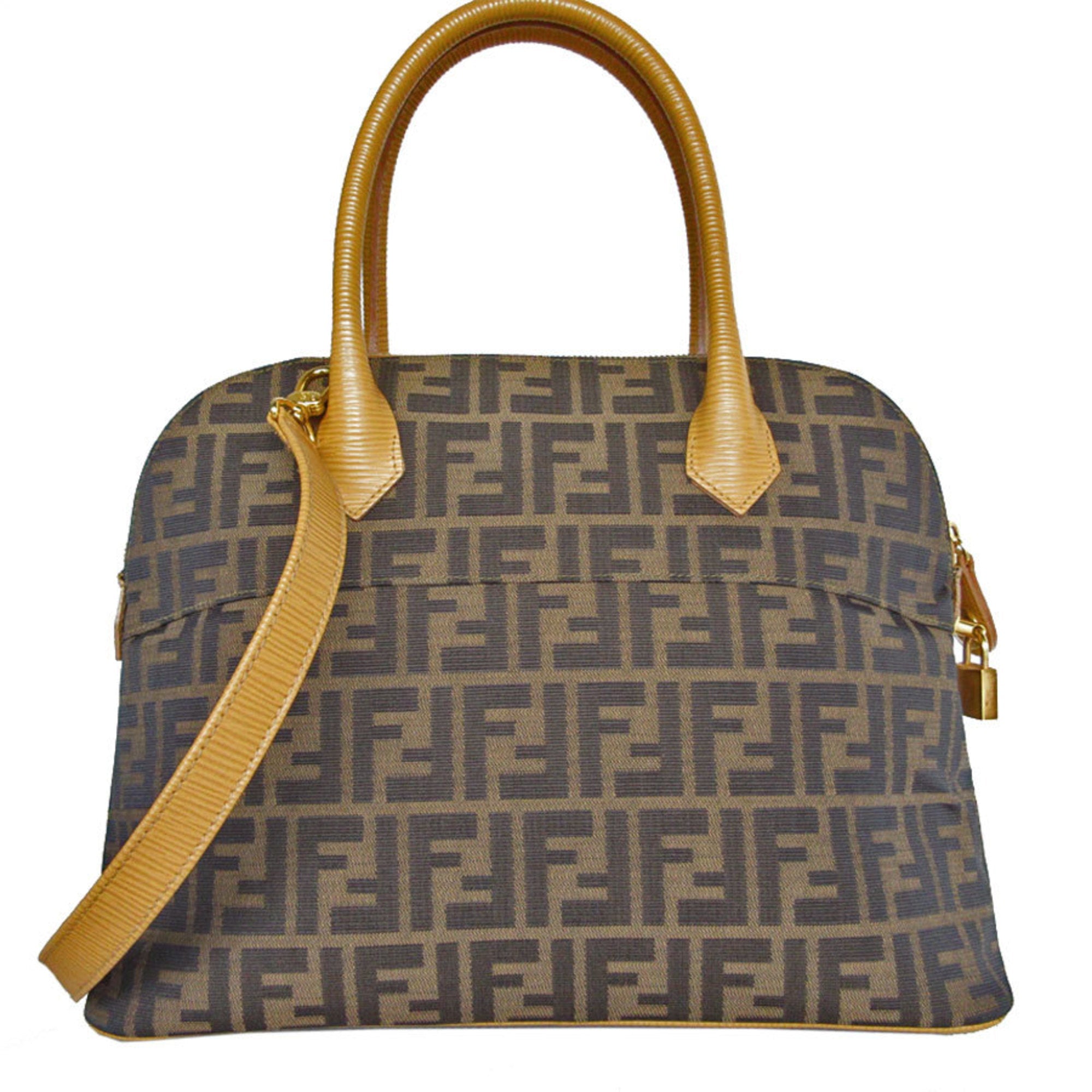 Fendi Zucca Brown Canvas Handbag Shoulder Bag