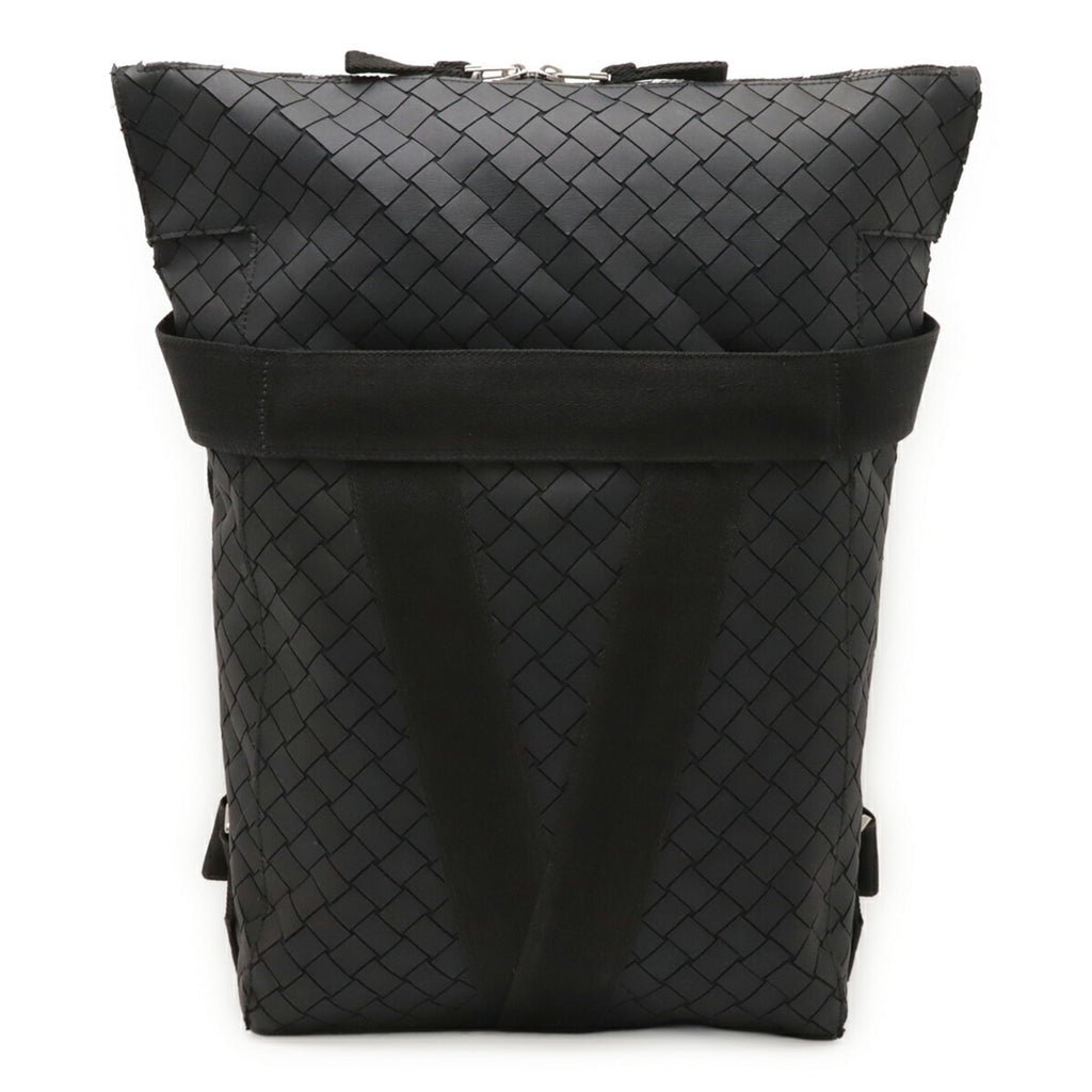 Bottega Veneta Intrecciato Black Rubber Backpack