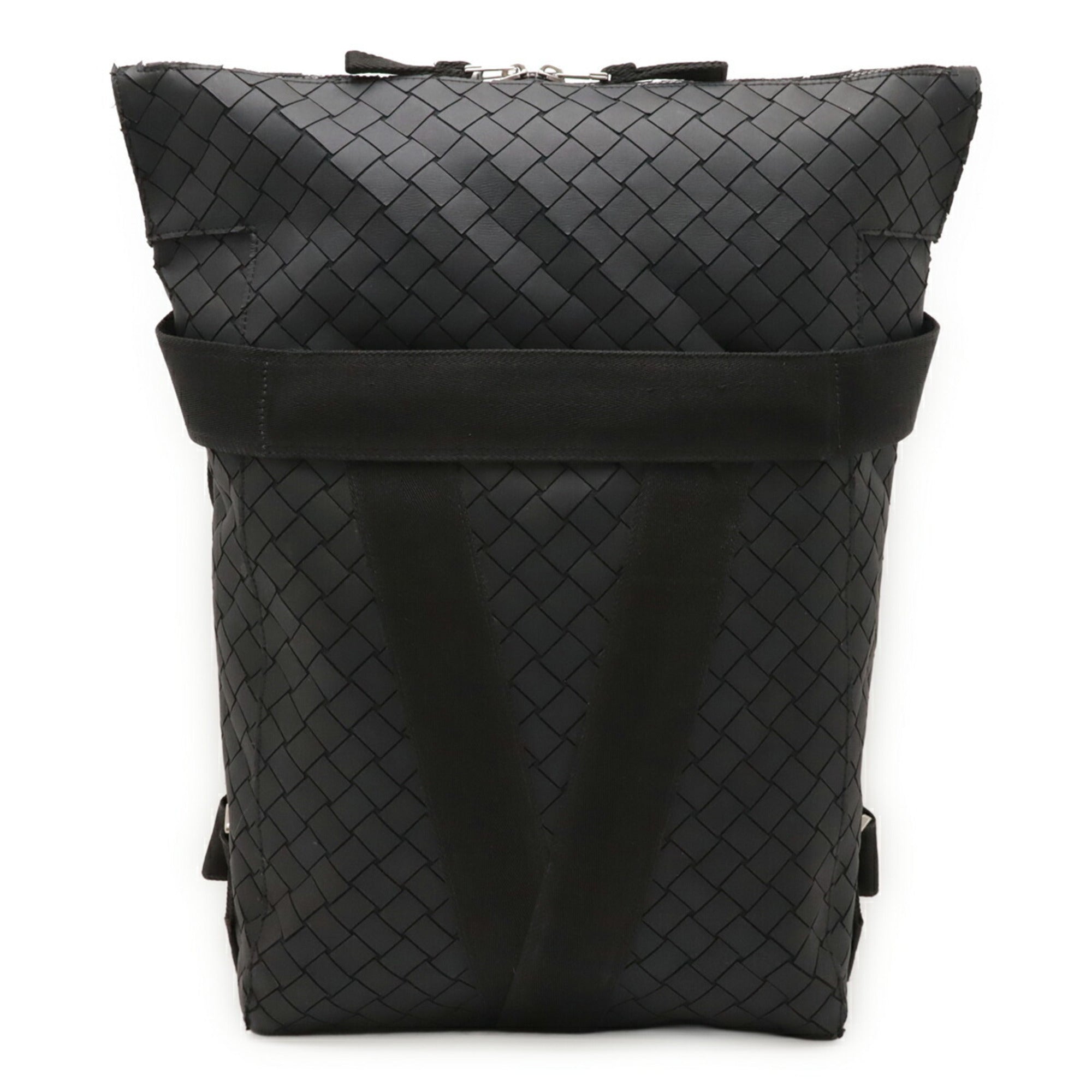 Bottega Veneta Intrecciato Black Rubber Backpack