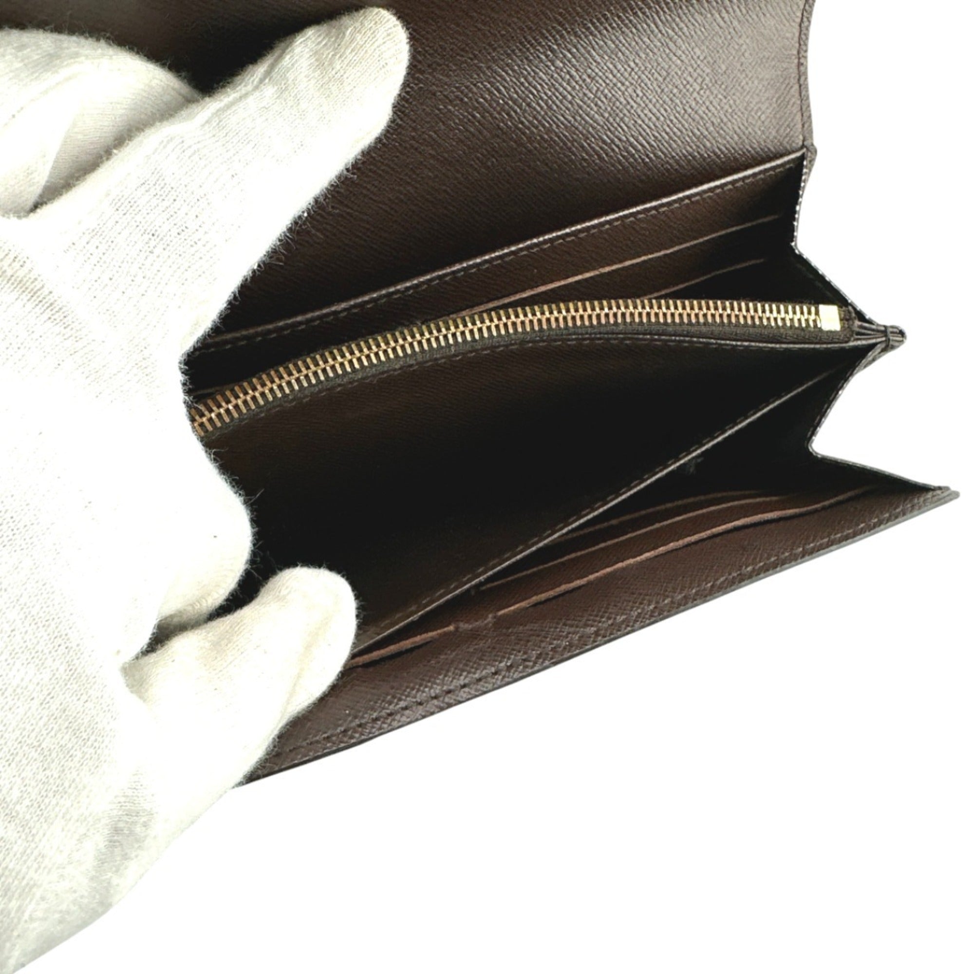Louis Vuitton Brown Damier Canvas Long Wallet (Tri-Fold)