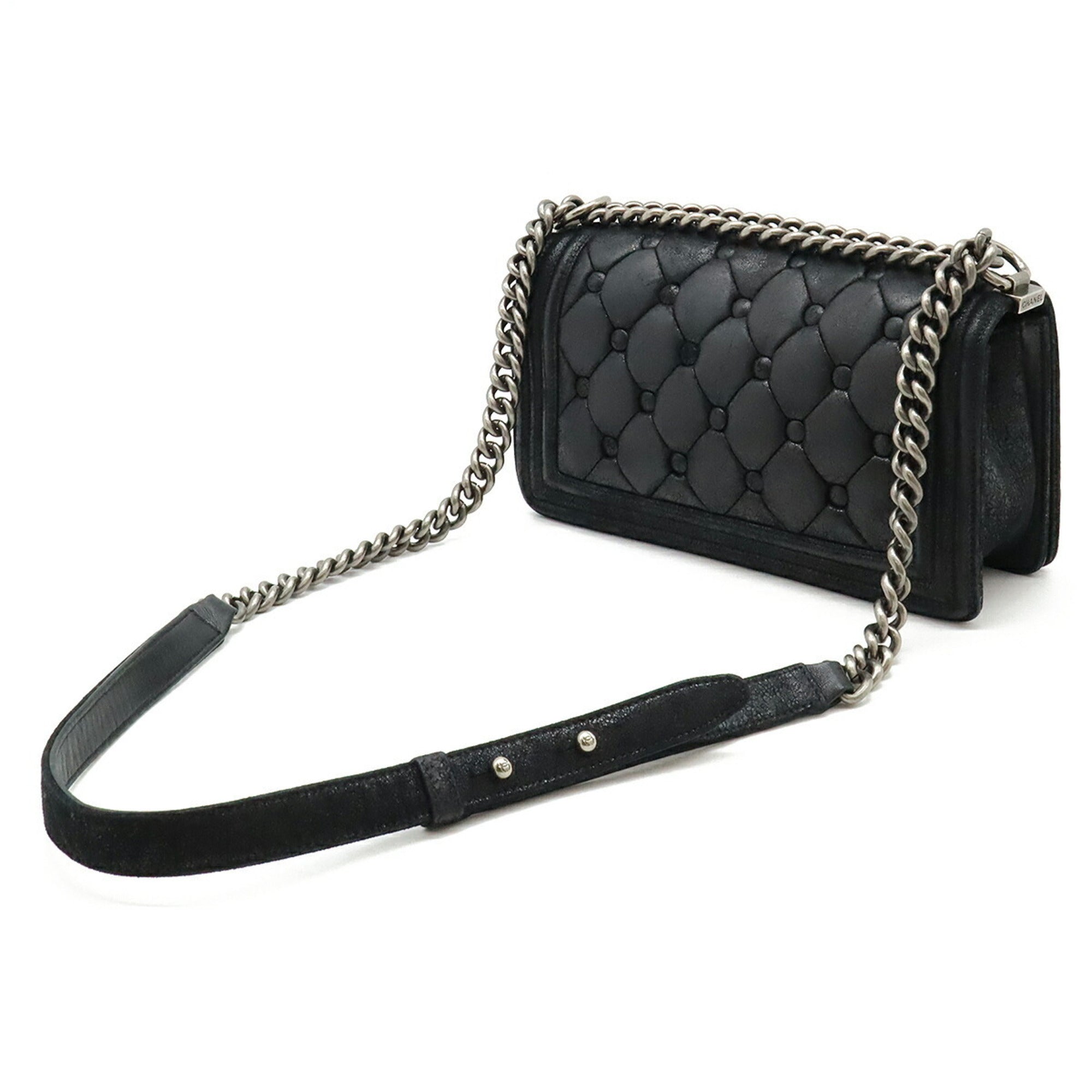 Chanel Black Suede Leather Shoulder Bag