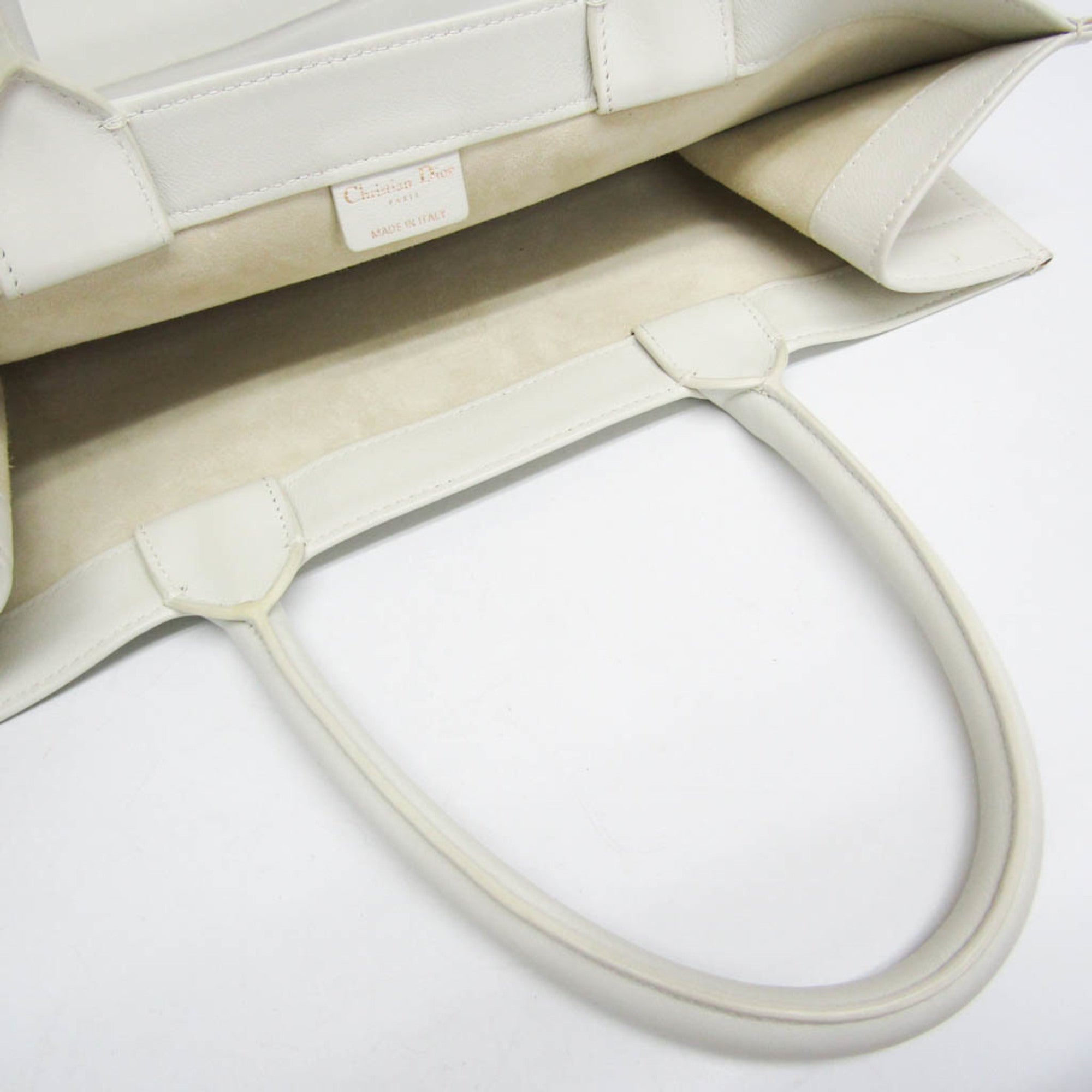 Christian Dior Black White Leather Tote Bag (Pre-Owned)