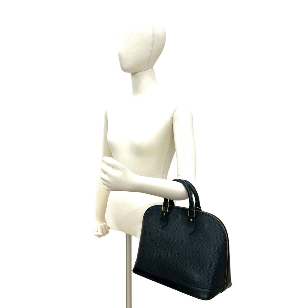 Louis Vuitton Black Leather Boston Bag Handbag