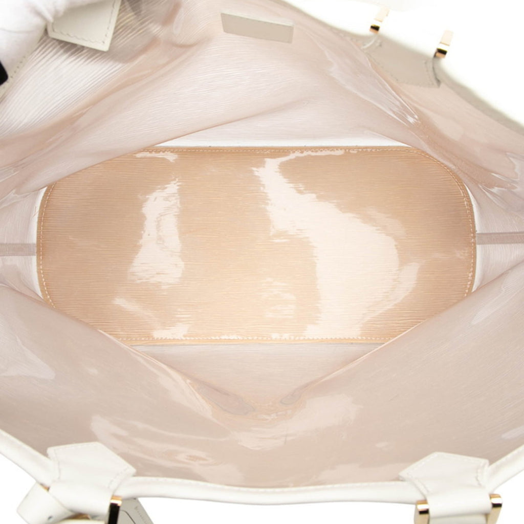 Louis Vuitton Clear White Vinyl Leather Handbag Pouch Tote Bag