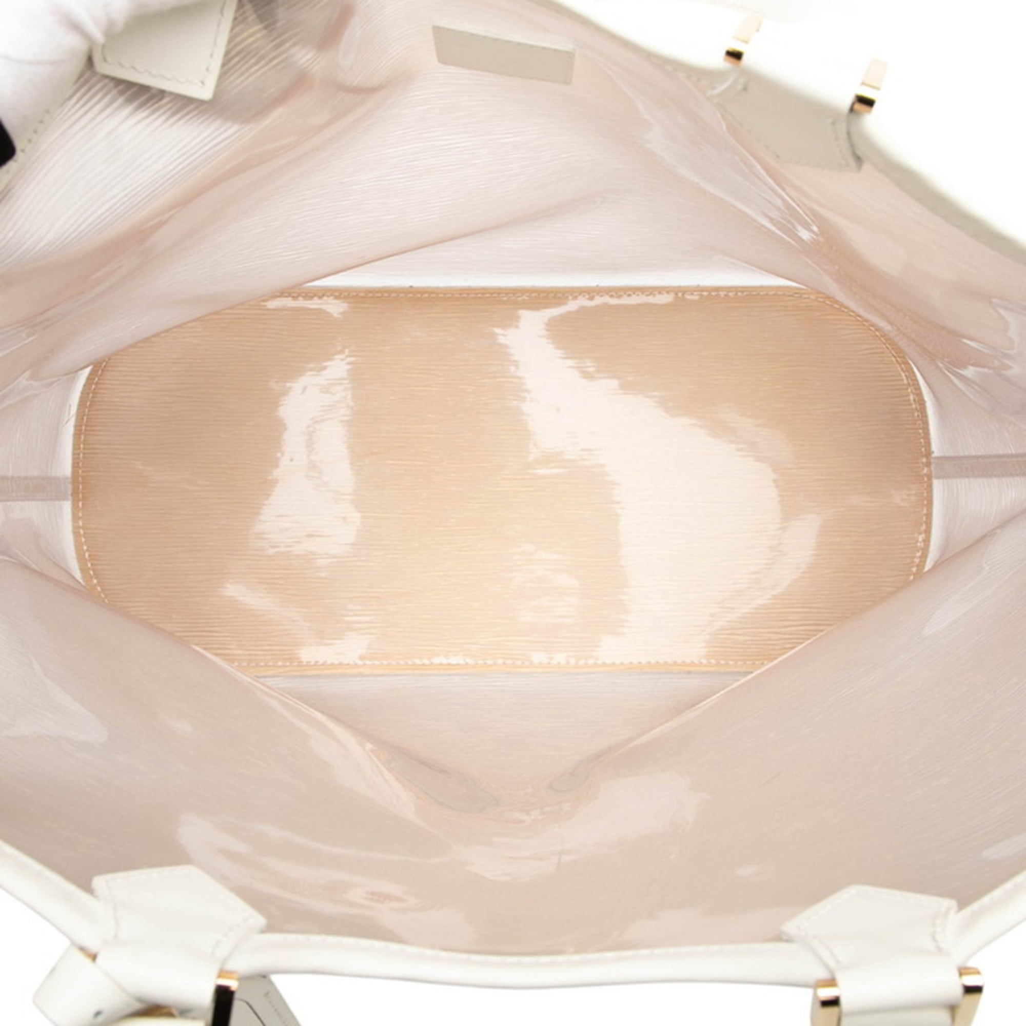Louis Vuitton Clear White Vinyl Leather Handbag Pouch Tote Bag