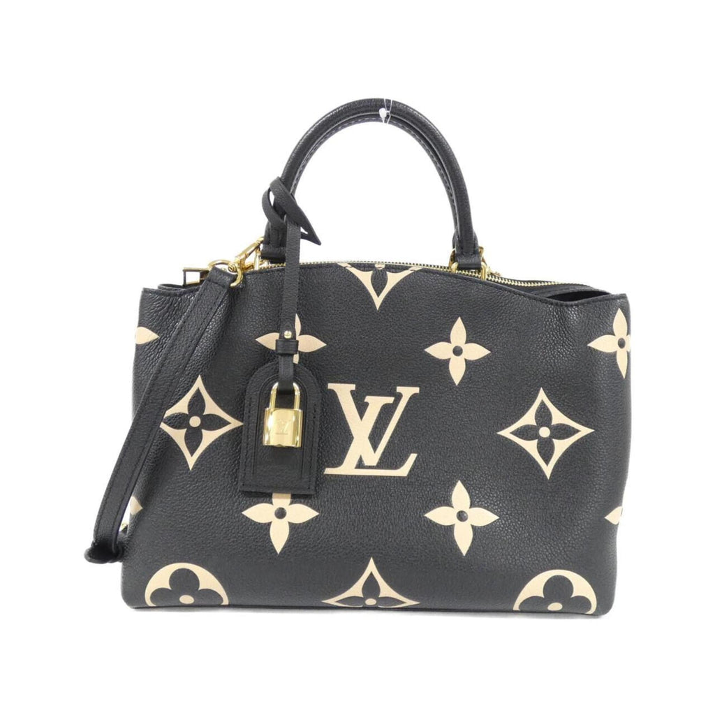 Louis Vuitton Beige Black Leather Handbag