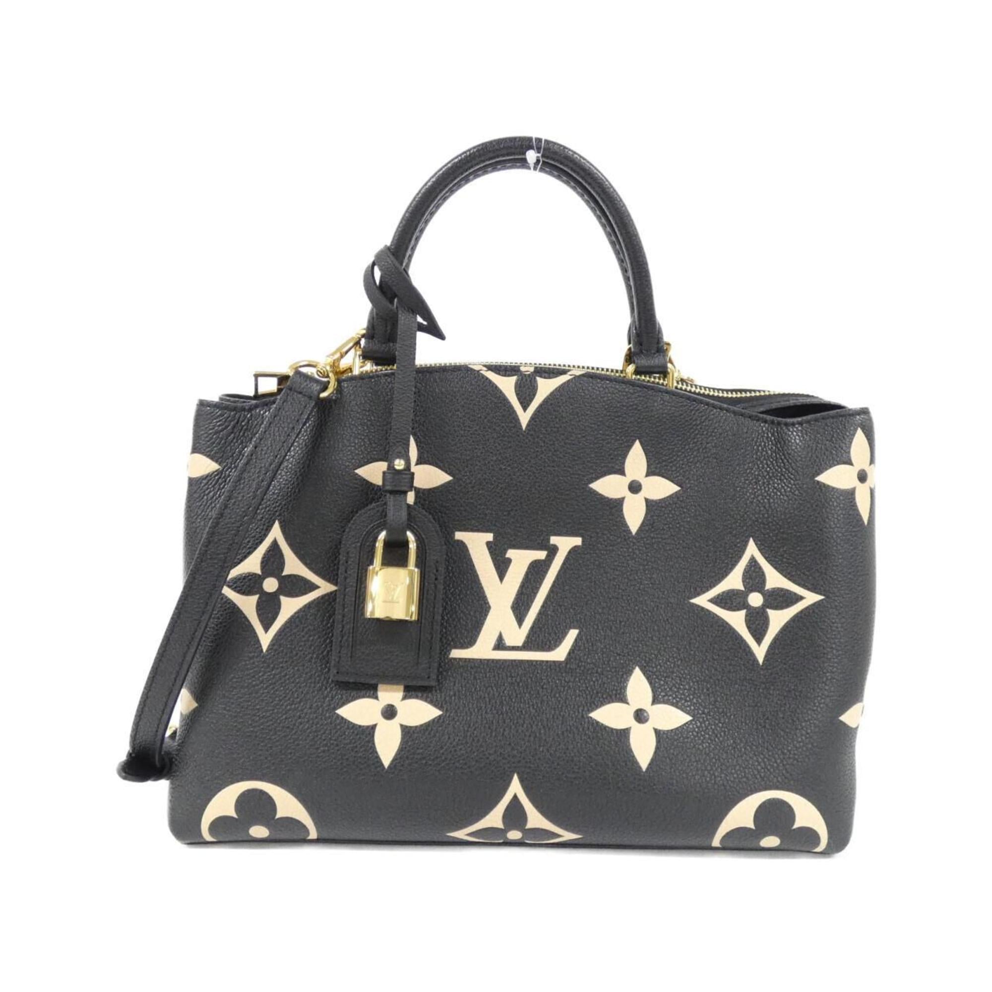 Louis Vuitton Beige Black Leather Handbag