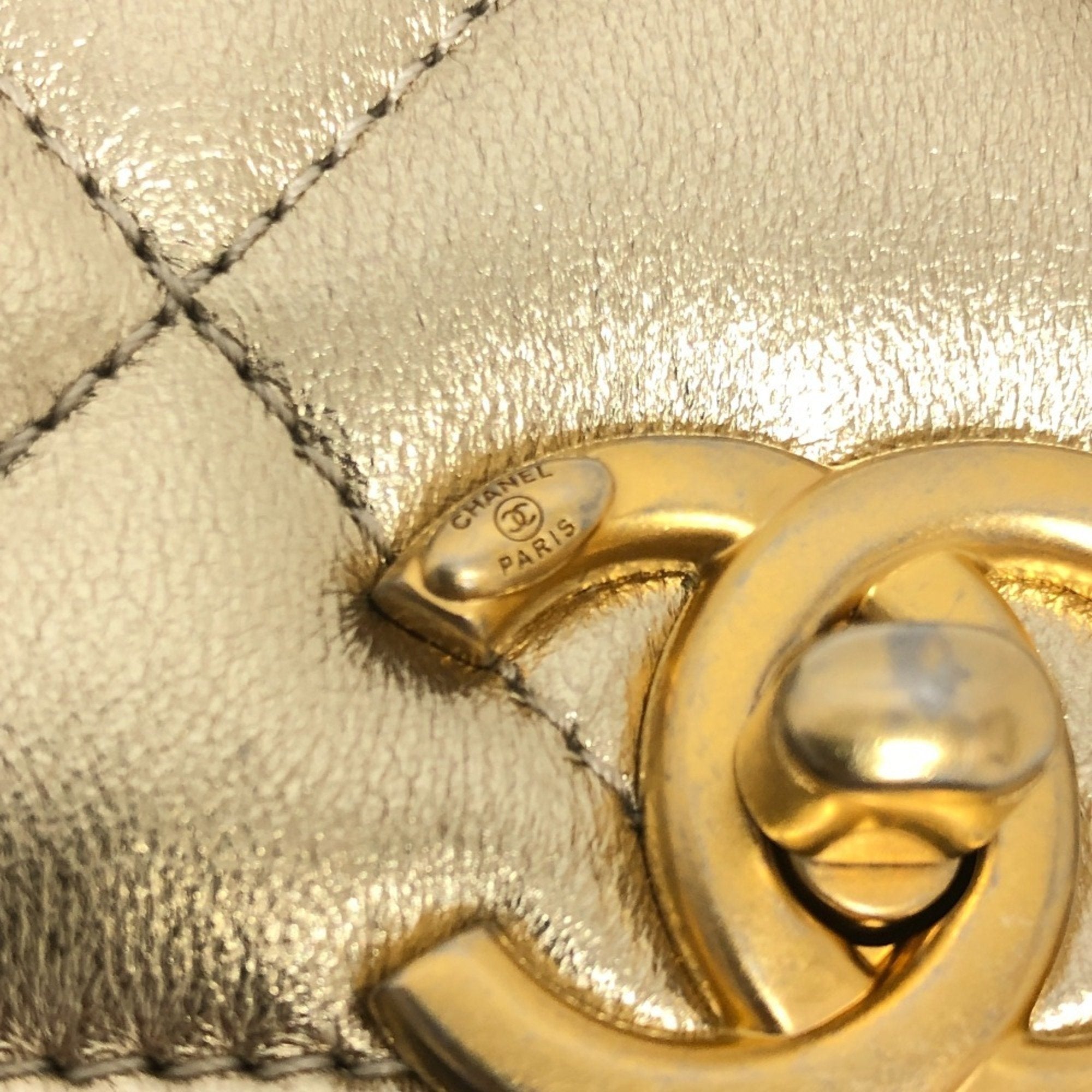 Chanel Matelasse Gold Leather Handbag Shoulder Bag