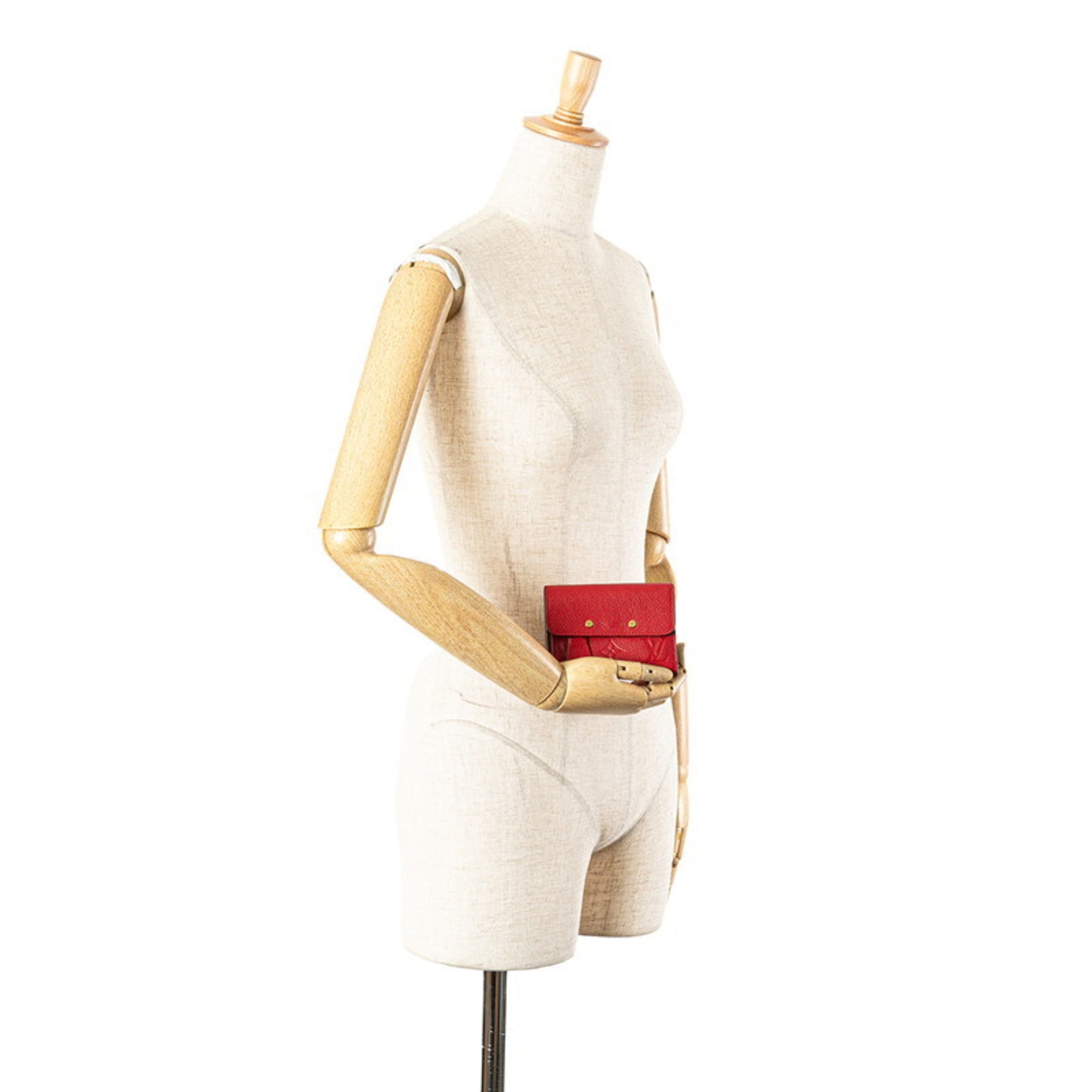 Louis Vuitton Cerise Red Color Leather Wallet (Tri-Fold)