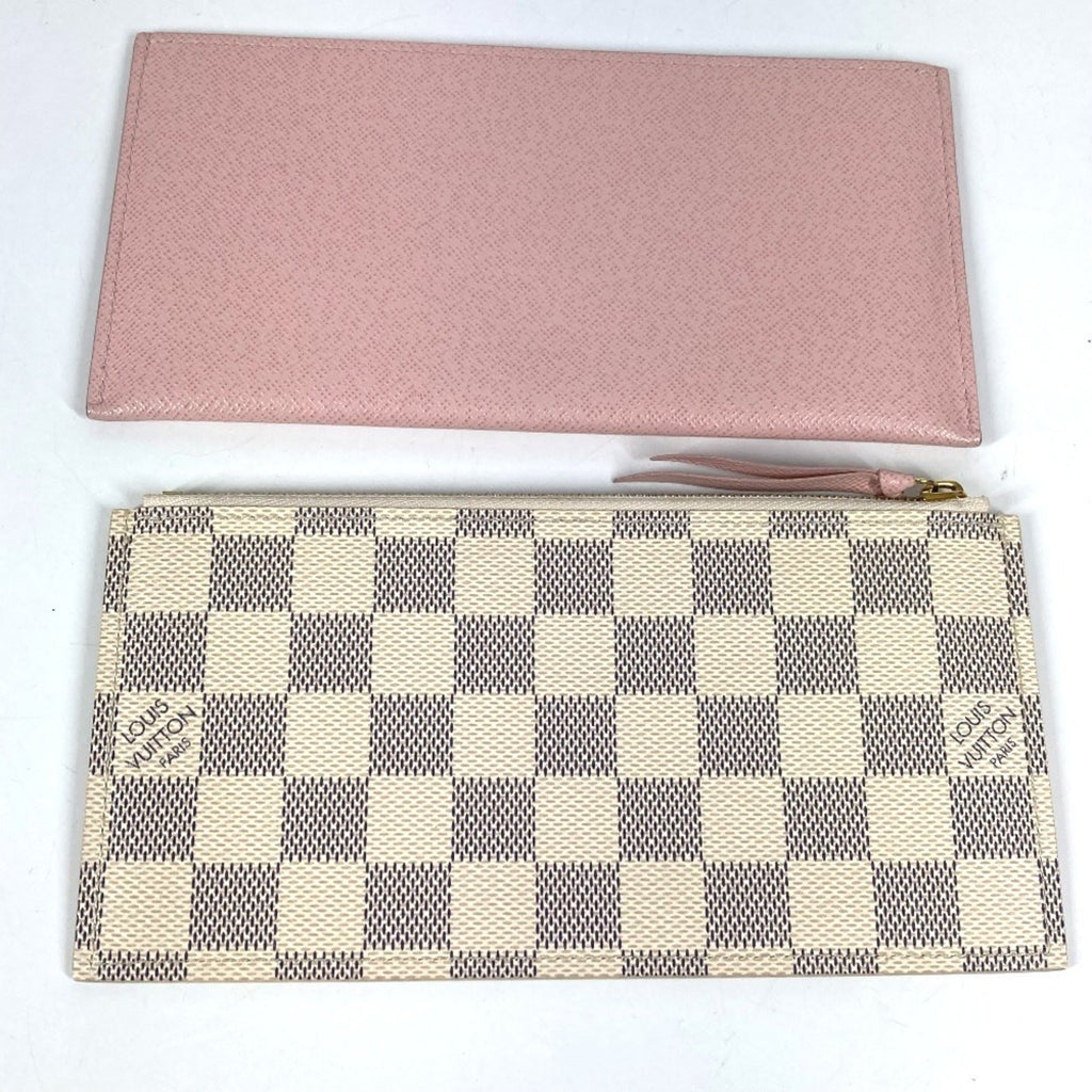 Louis Vuitton Pink Rose Ballerine White Damier Azur Chain/Shoulder Wallet