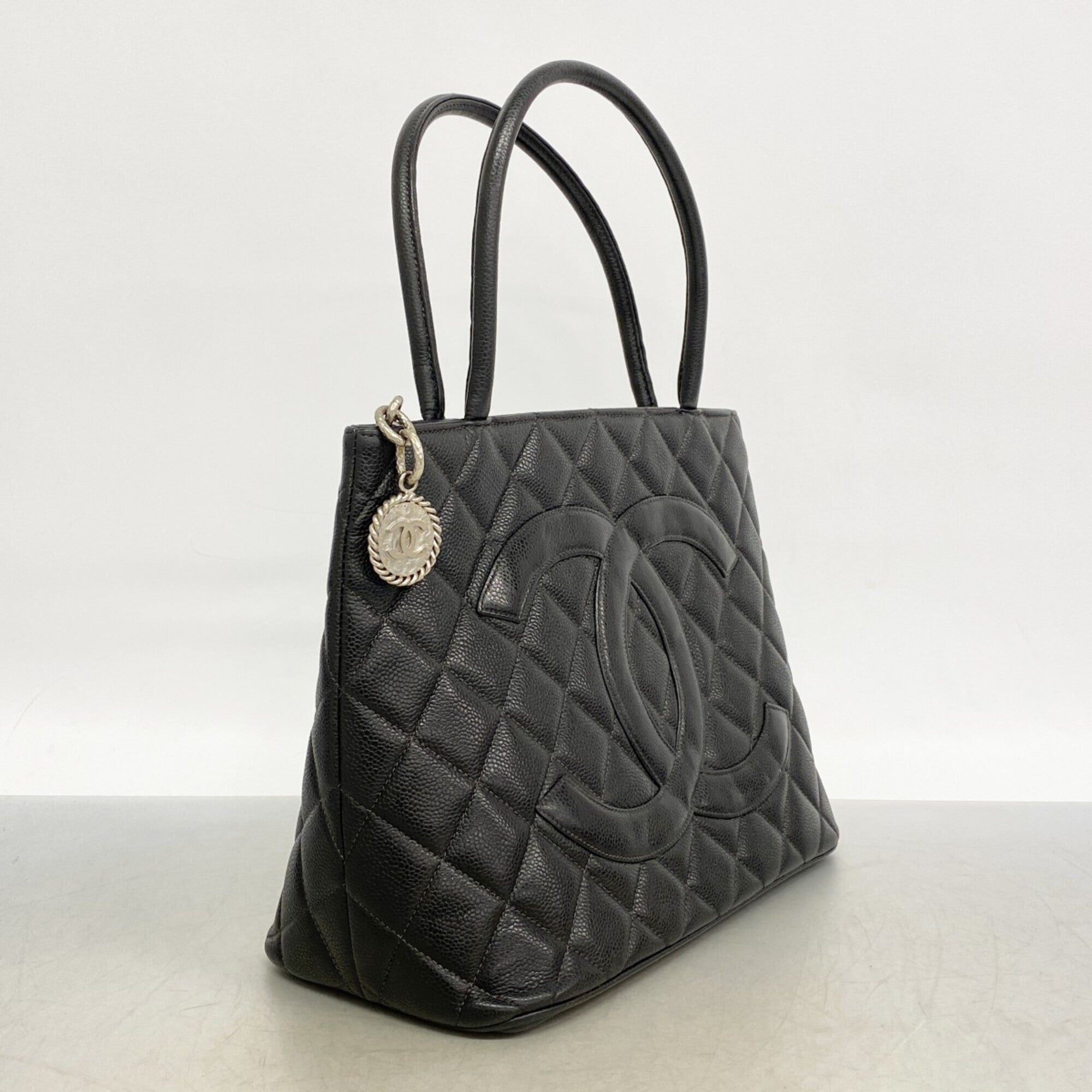 Chanel Black Grained Calfskin Tote Bag