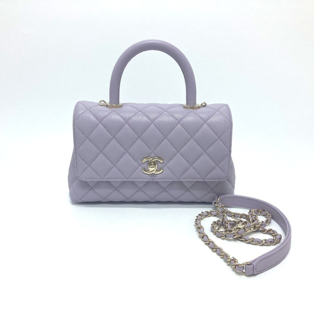 Chanel Purple Grained Calfskin Handbag Shoulder Bag