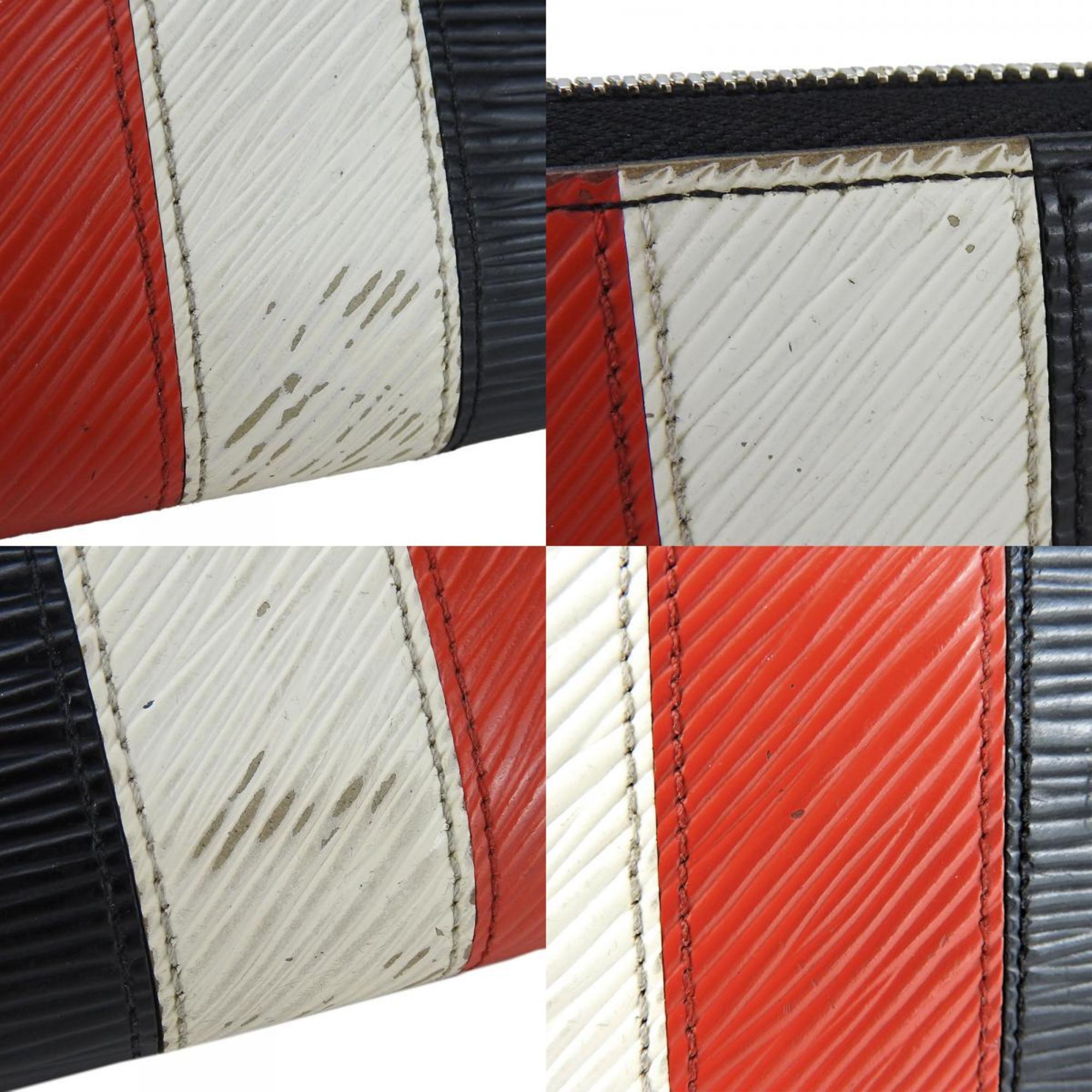 Louis Vuitton Black Red Color White Epi Leather Long Wallet