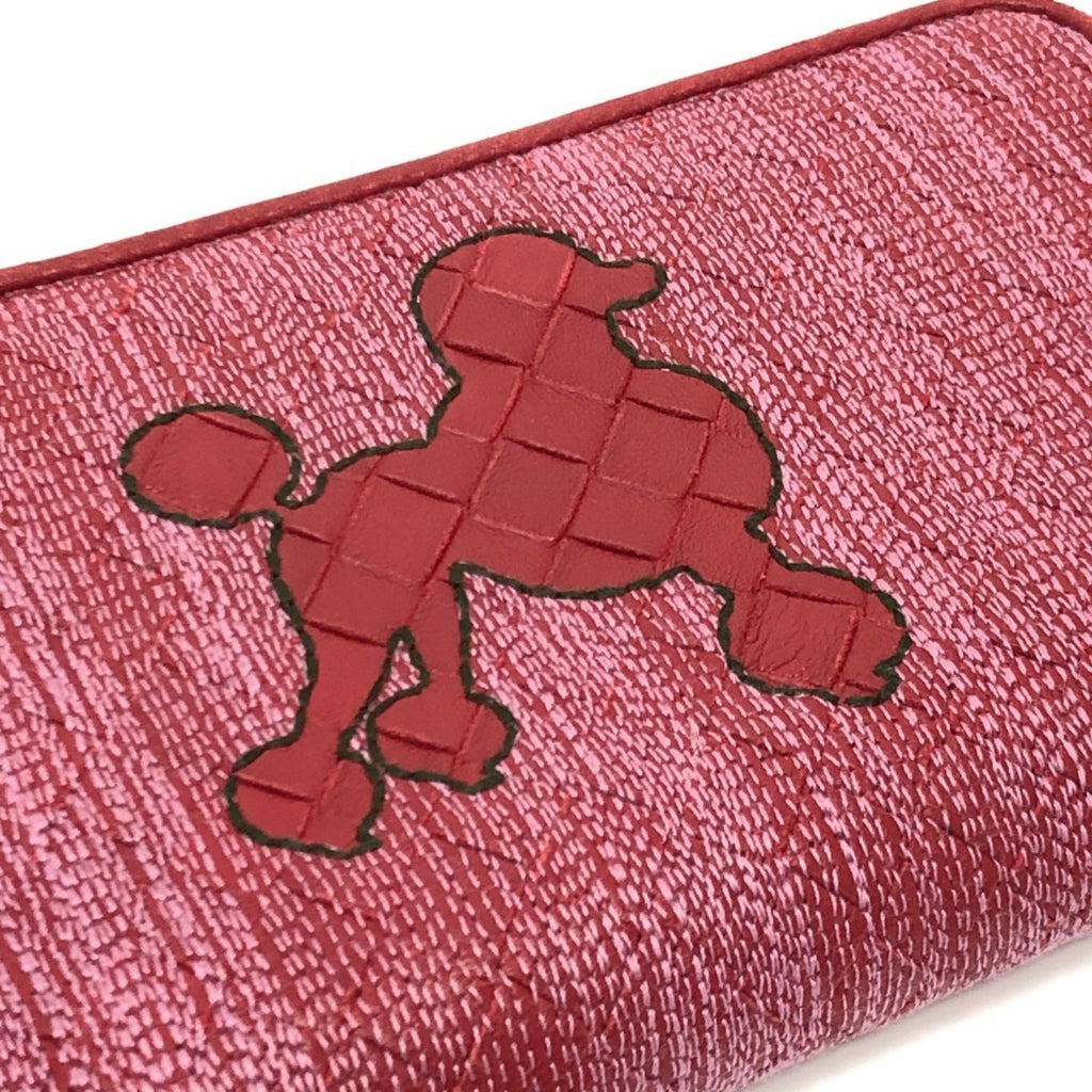 Bottega Veneta Intrecciato Red Color Leather Canvas Long Wallet (Bi-Fold)