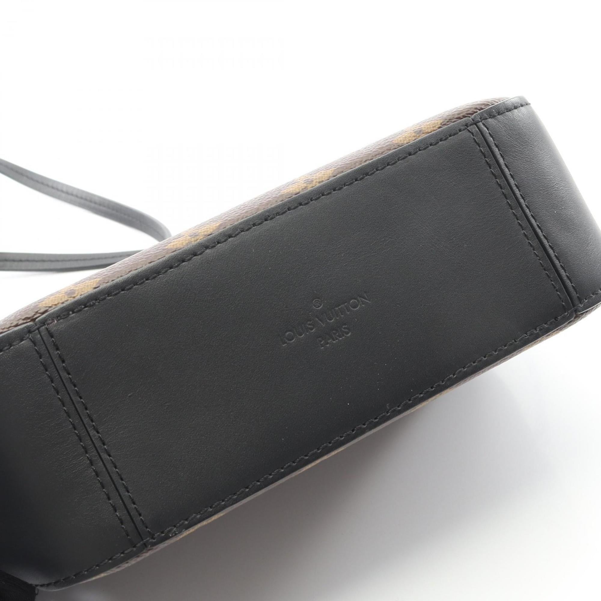 Louis Vuitton Black Brown Noir Coated Canvas Leather Shoulder Bag