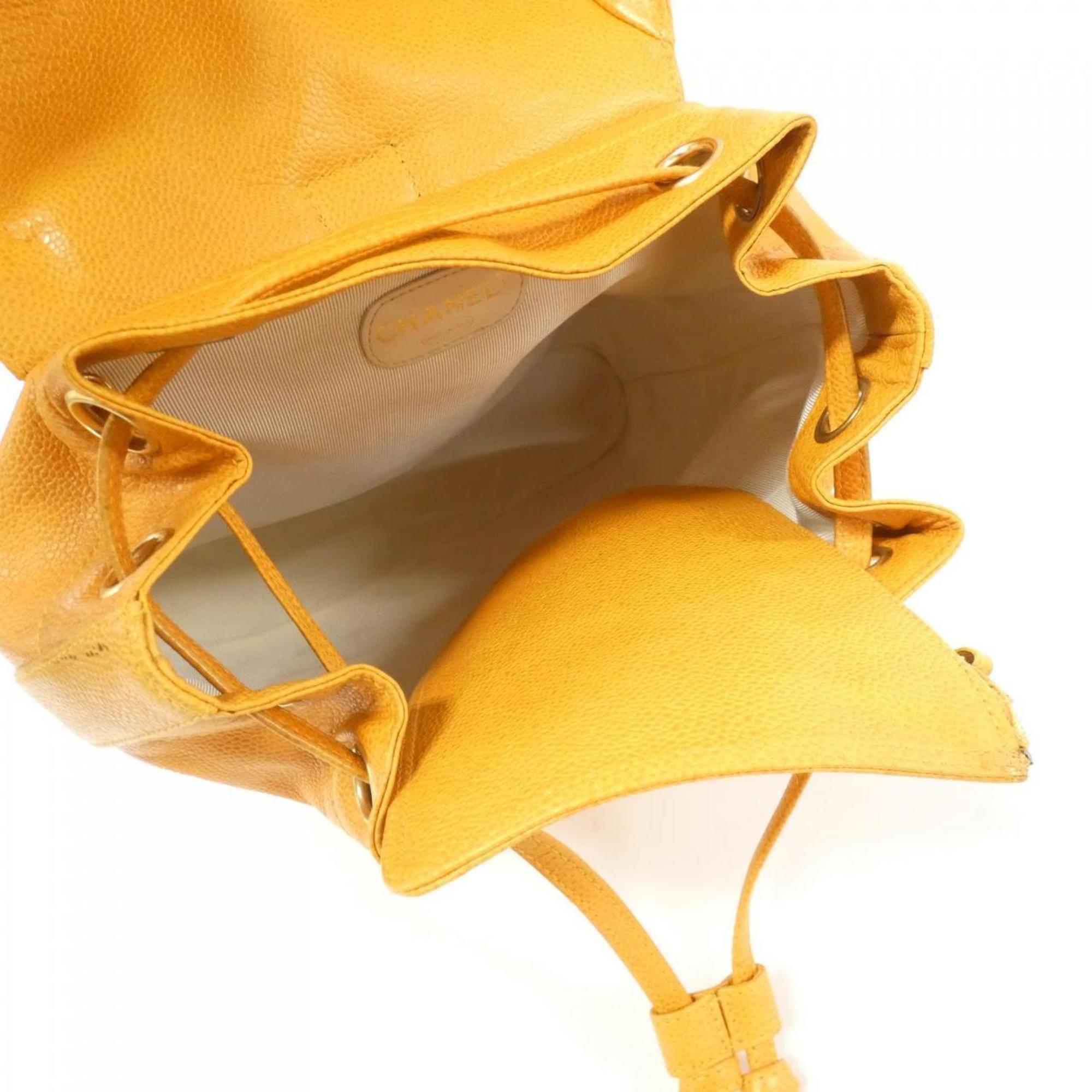 Chanel Orange Caviar Leather Backpack