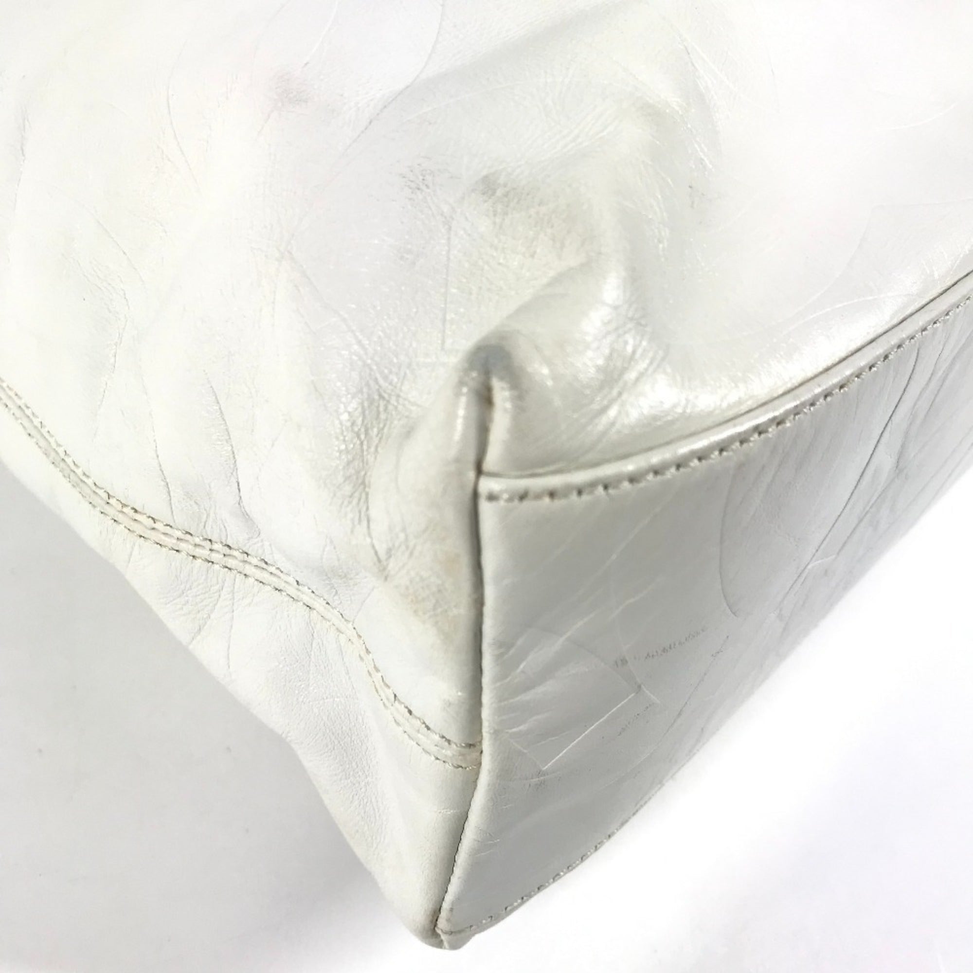 Chanel White Leather Shoulder Bag Tote Bag