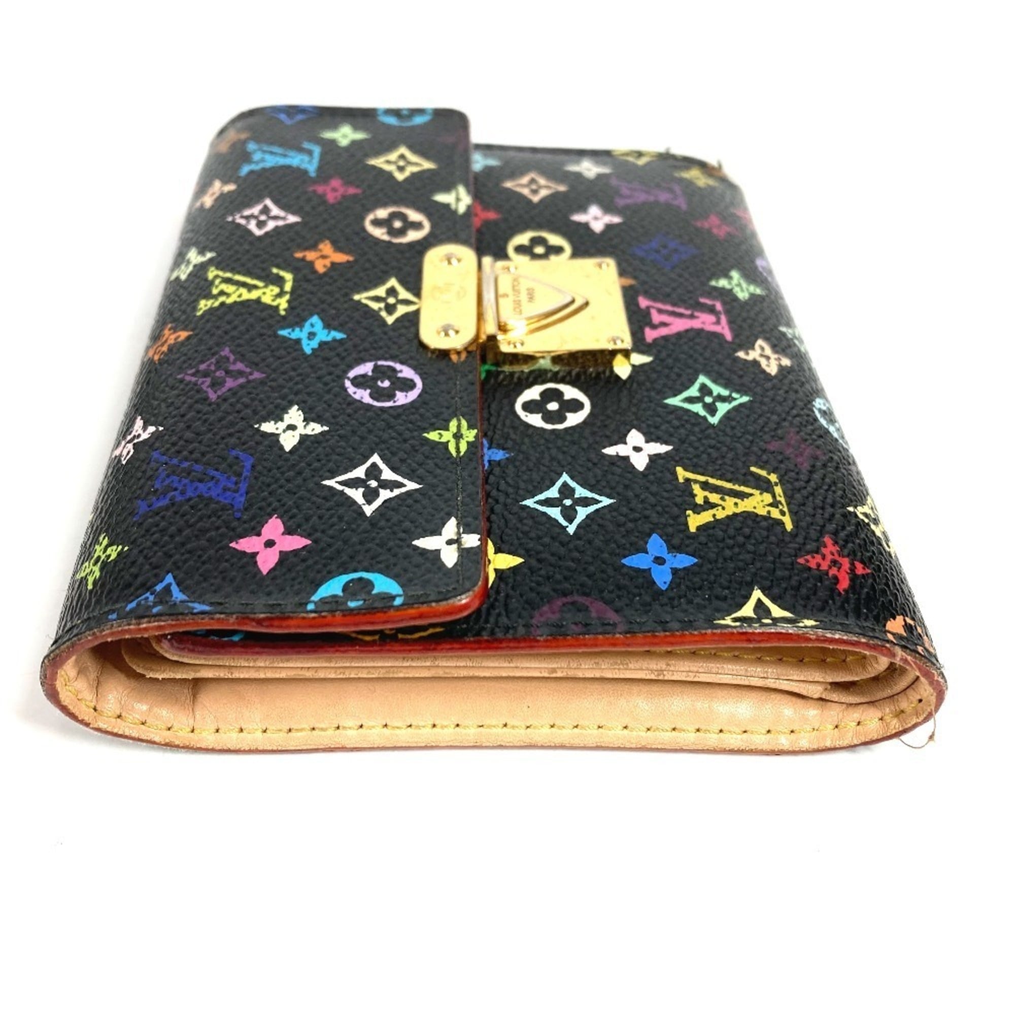 Louis Vuitton Black Multi-Color Noir Monogram Multicolore Canvas Wallet (Tri-Fold)