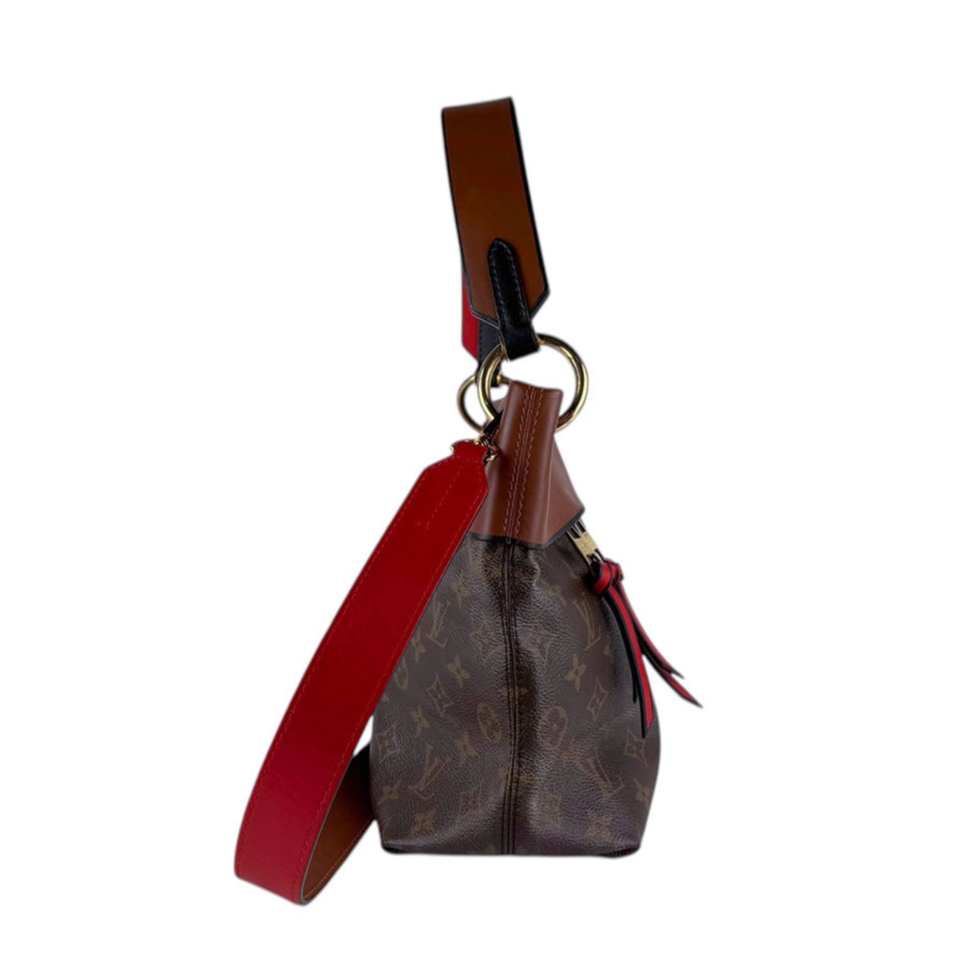 Louis Vuitton Brown Red Color Monogram Handbag Shoulder Bag
