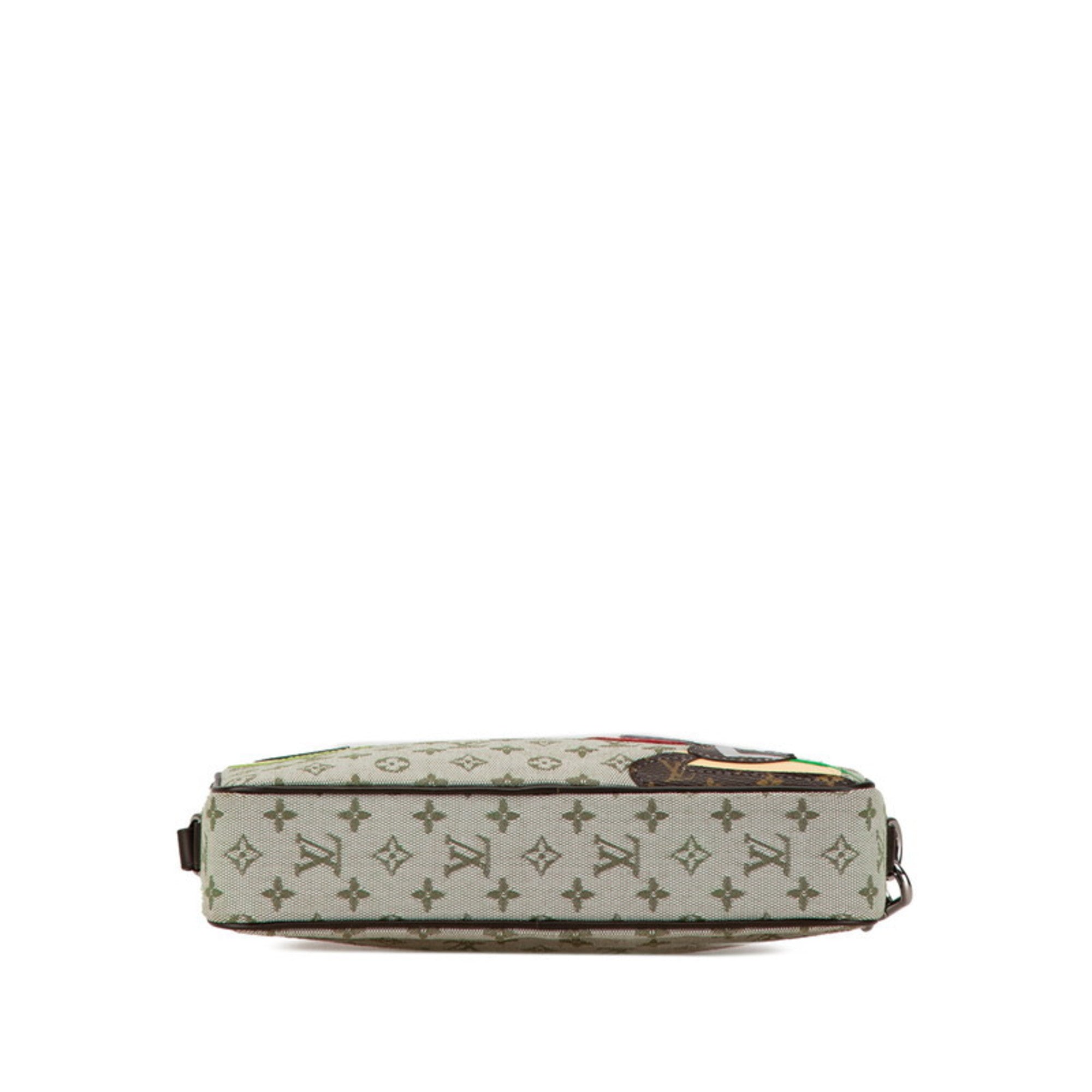 Louis Vuitton Green Khaki Canvas Leather Shoulder Bag