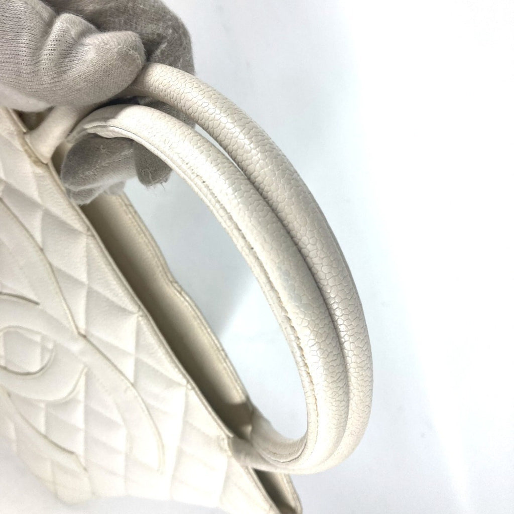 Chanel White Caviar Leather Shoulder Bag Tote Bag