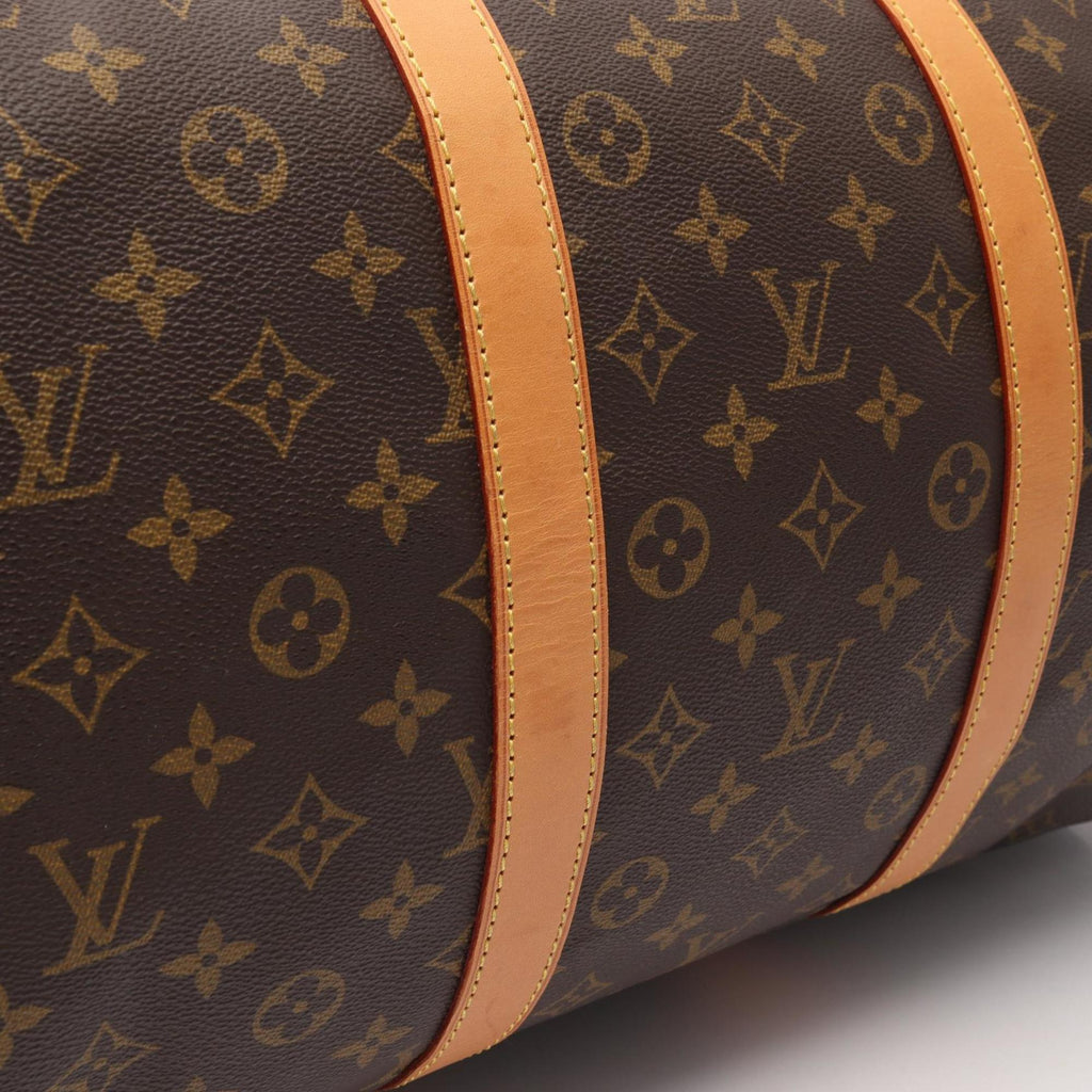 Louis Vuitton Brown Coated Canvas Leather Boston Bag Handbag