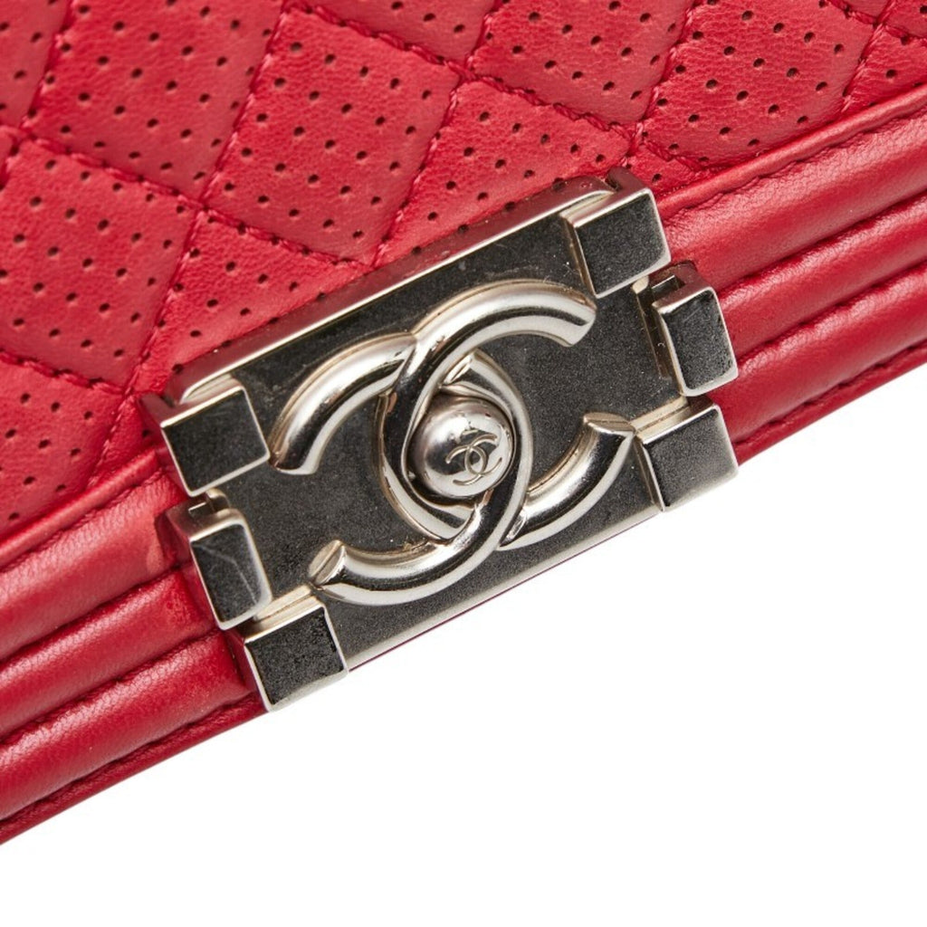 Chanel Matelasse Red Color Leather Shoulder Bag