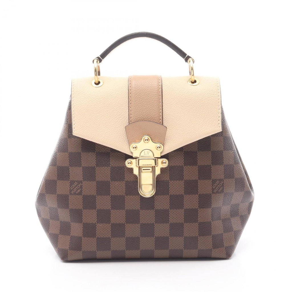 Louis Vuitton Beige Brown Cream Coated Canvas Leather Backpack