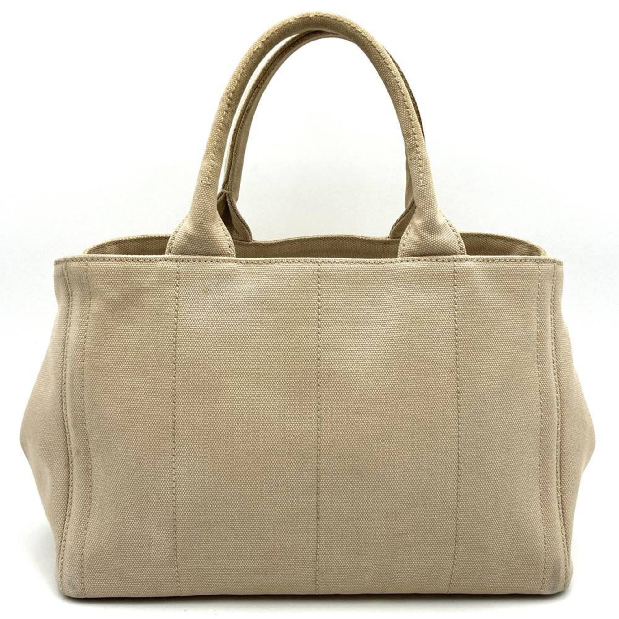 Prada Beige Ivory Canvas Handbag Tote Bag