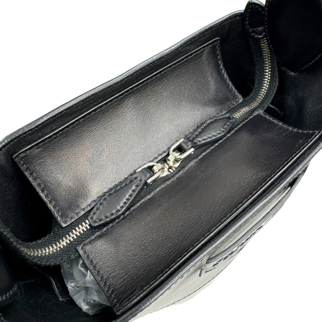Prada Black White Leather Handbag Shoulder Bag